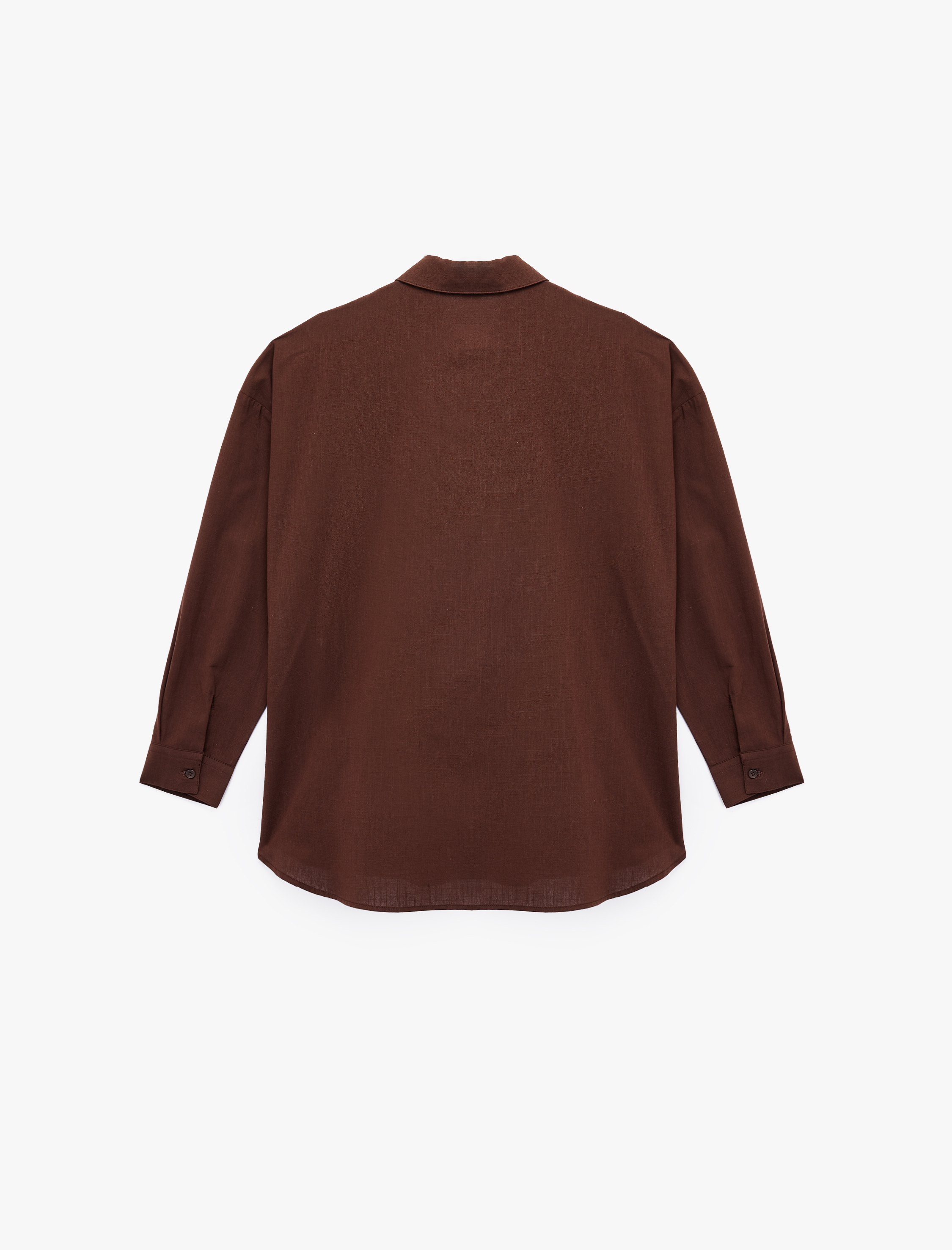   Pamuklu Klasik Yaka Düğmeli Uzun Kollu Oversize Gömlek