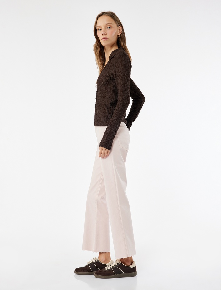  Kesik Paça Basic Denim Pantolon