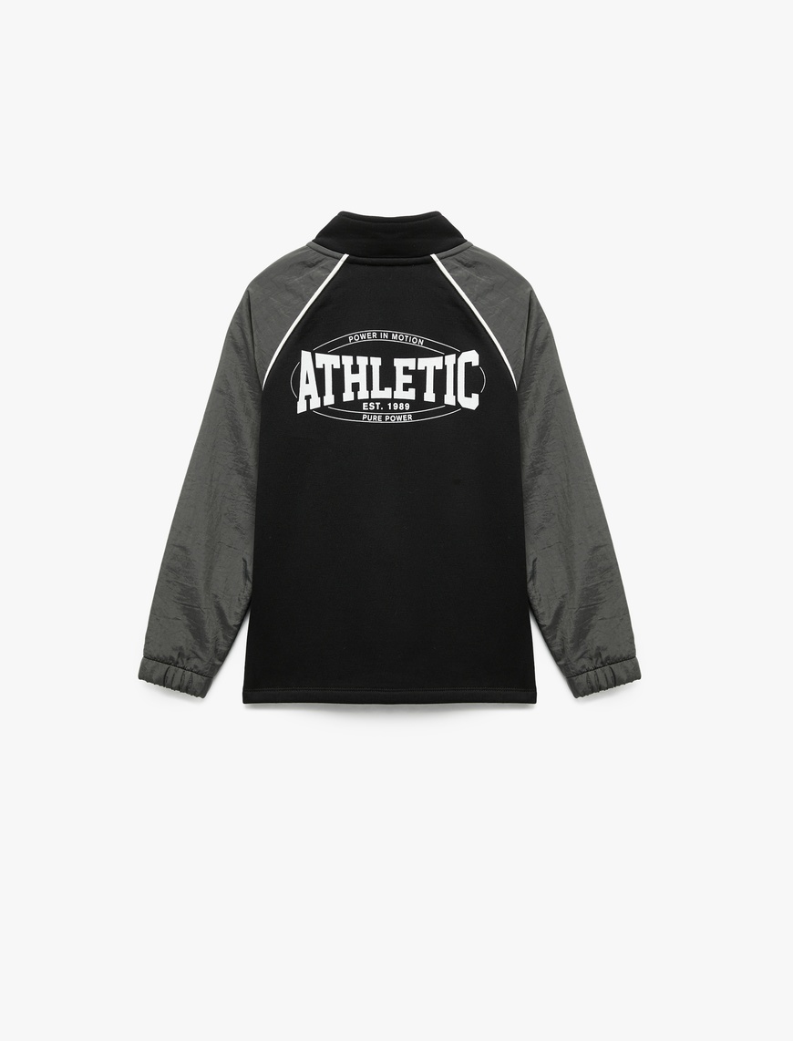  Erkek Çocuk Dik Yaka Uzun Kollu Şardonlu Fermuarlı Sweatshirt