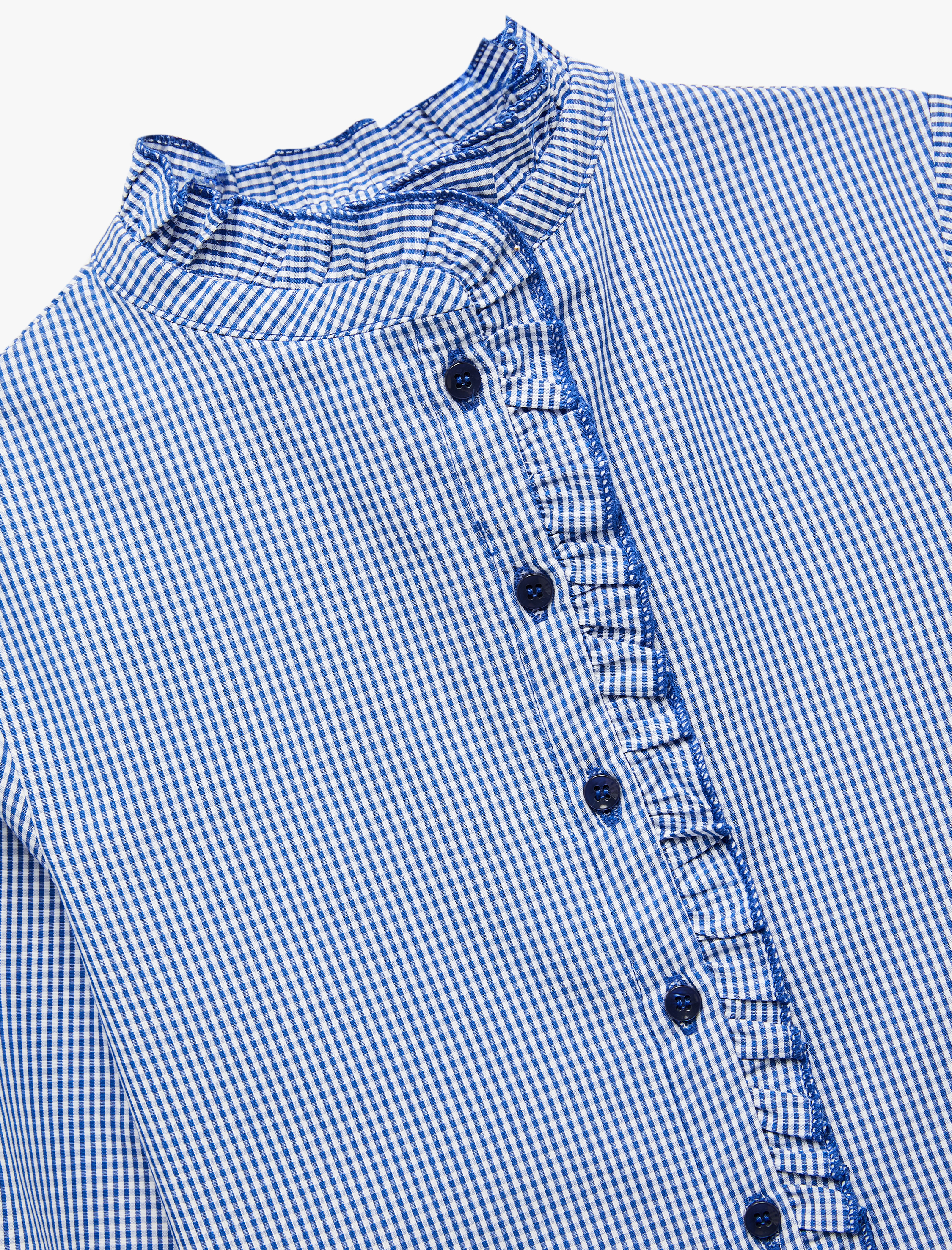  Kız Çocuk Düğmeli Uzun Kollu Fırfır Detaylı Pamuklu Gömlek