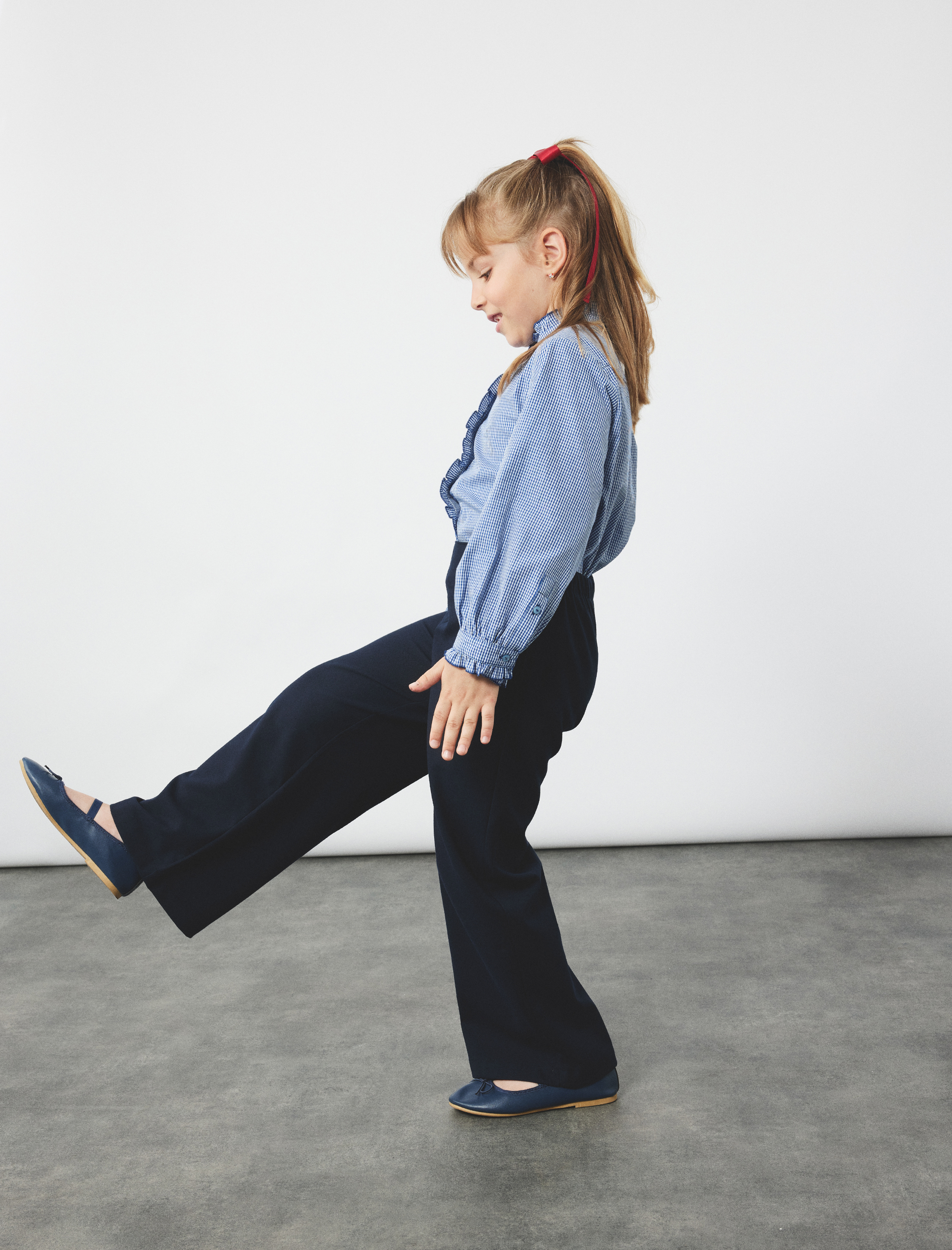  Kız Çocuk Düğmeli Uzun Kollu Fırfır Detaylı Pamuklu Gömlek