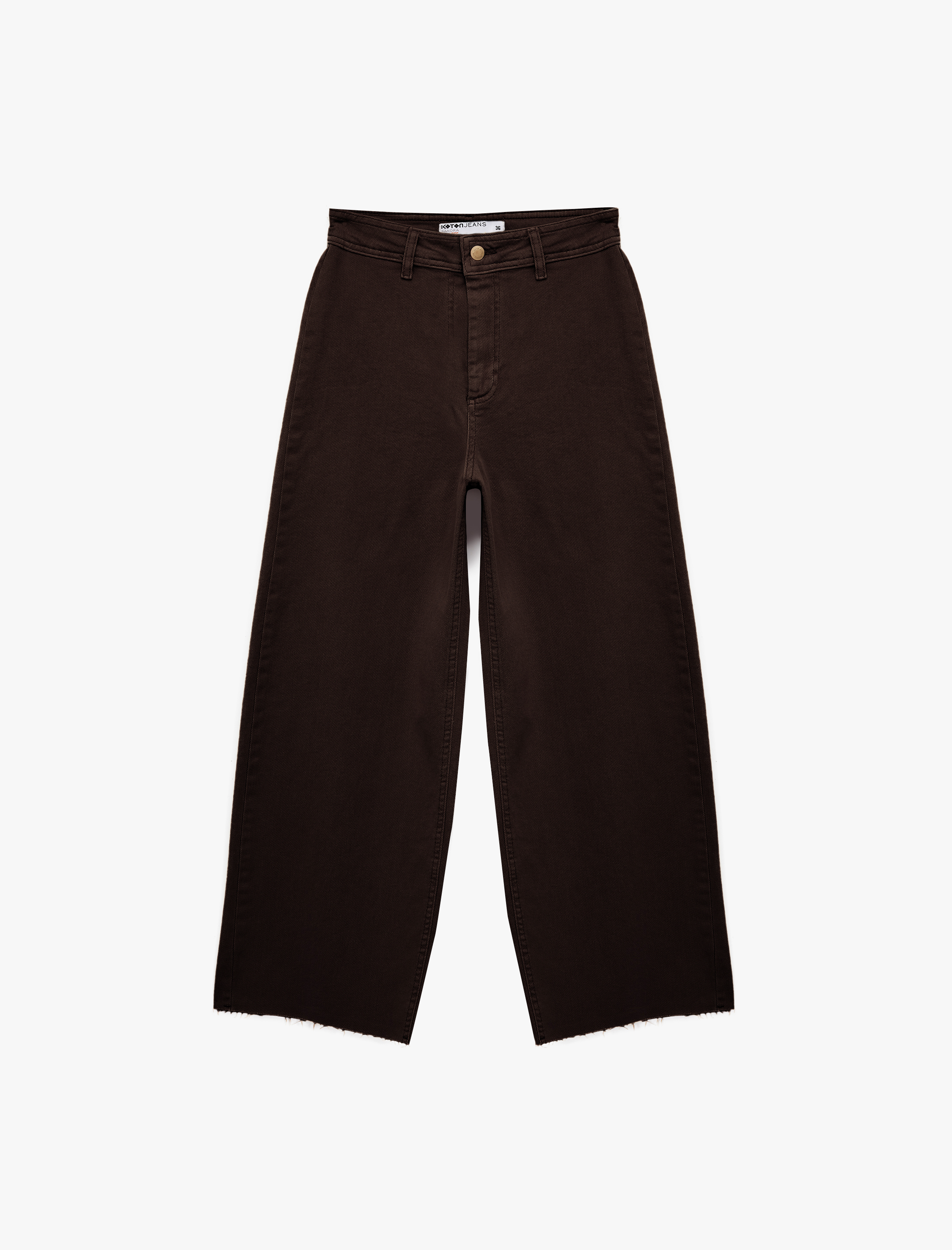   Yüksek Bel Düğmeli Cepli Rahat Kalıp Geniş Paça Denim Pantolon - Culotte Jeans