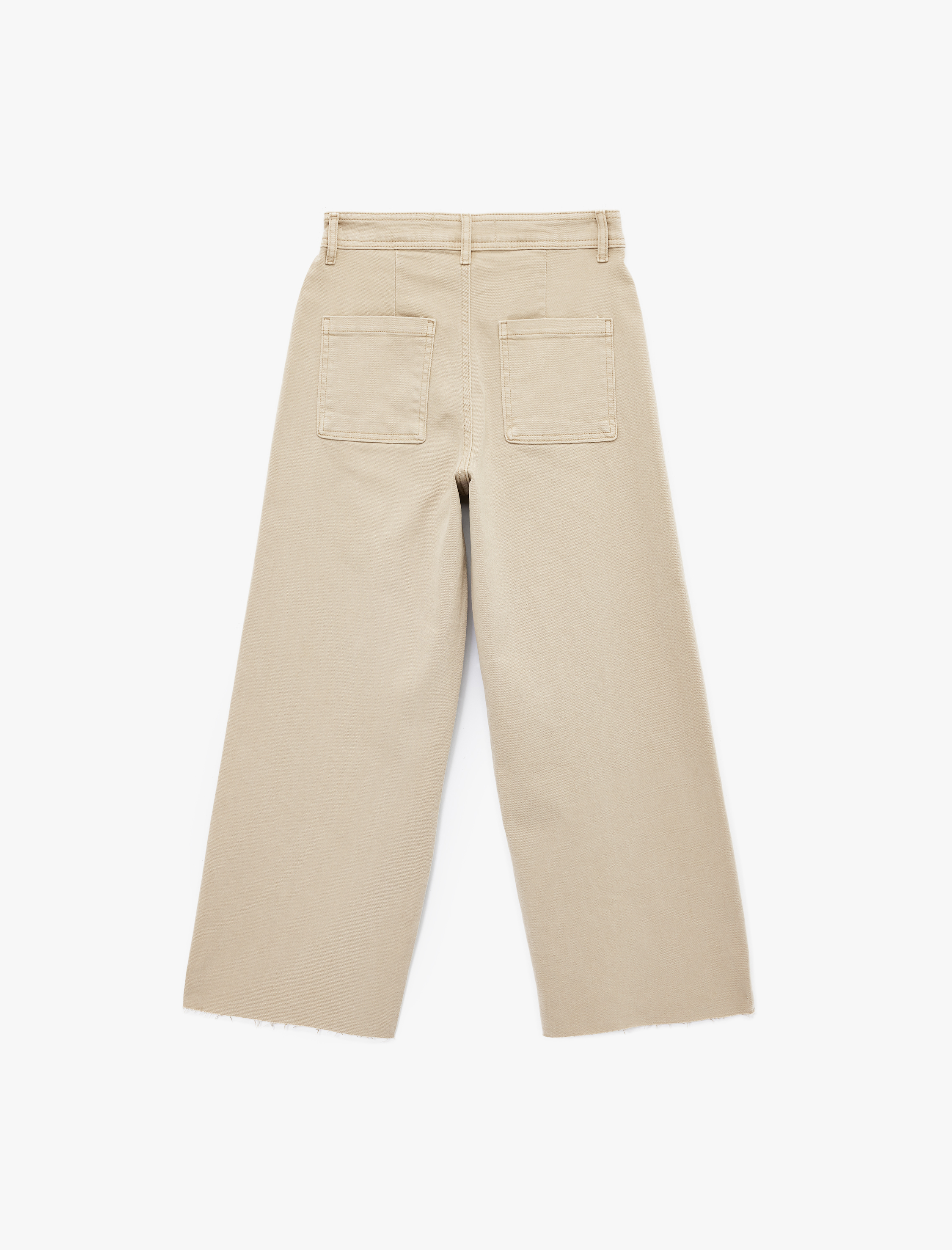   Yüksek Bel Düğmeli Cepli Rahat Kalıp Geniş Paça Denim Pantolon - Culotte Jeans