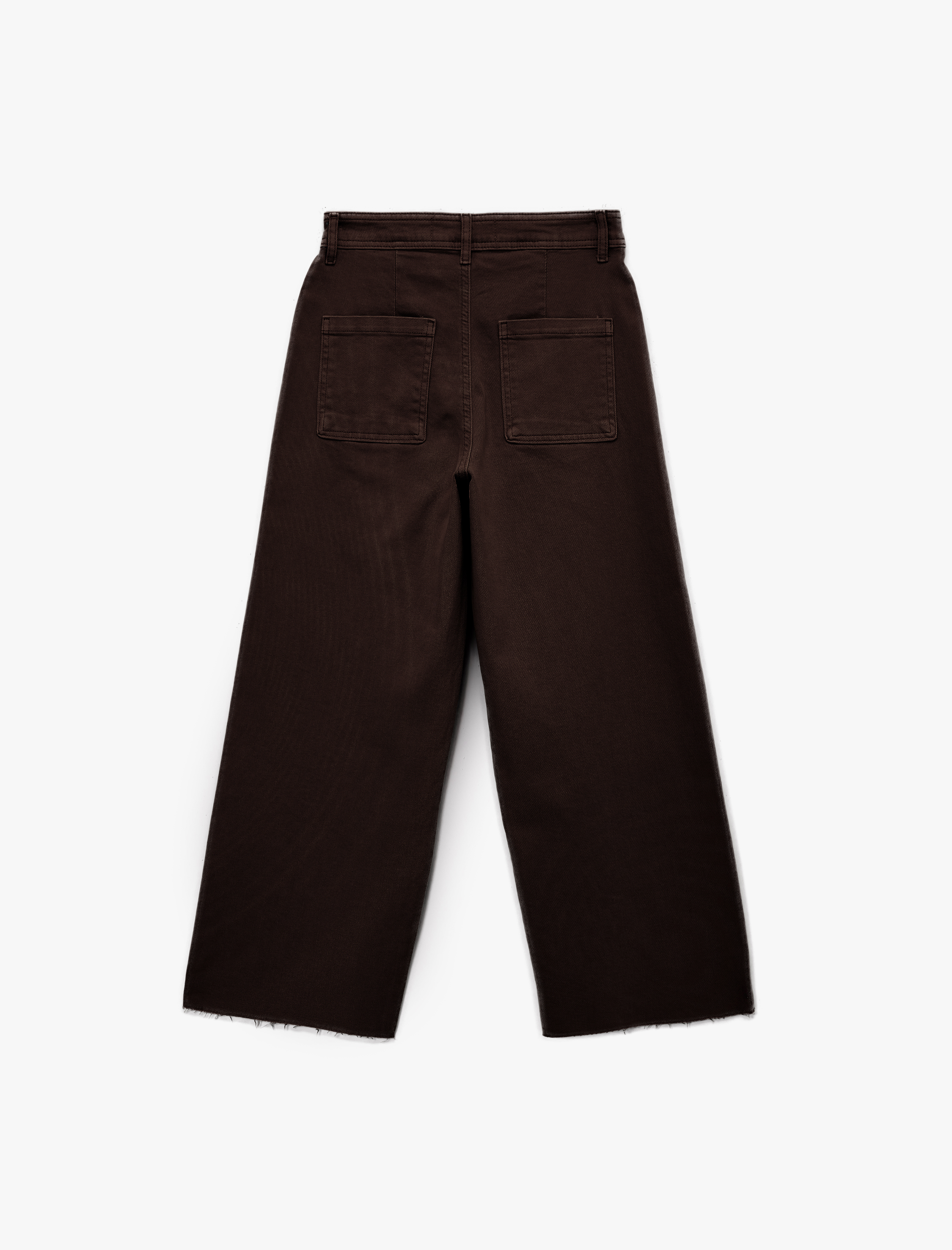   Yüksek Bel Düğmeli Cepli Rahat Kalıp Geniş Paça Denim Pantolon - Culotte Jeans