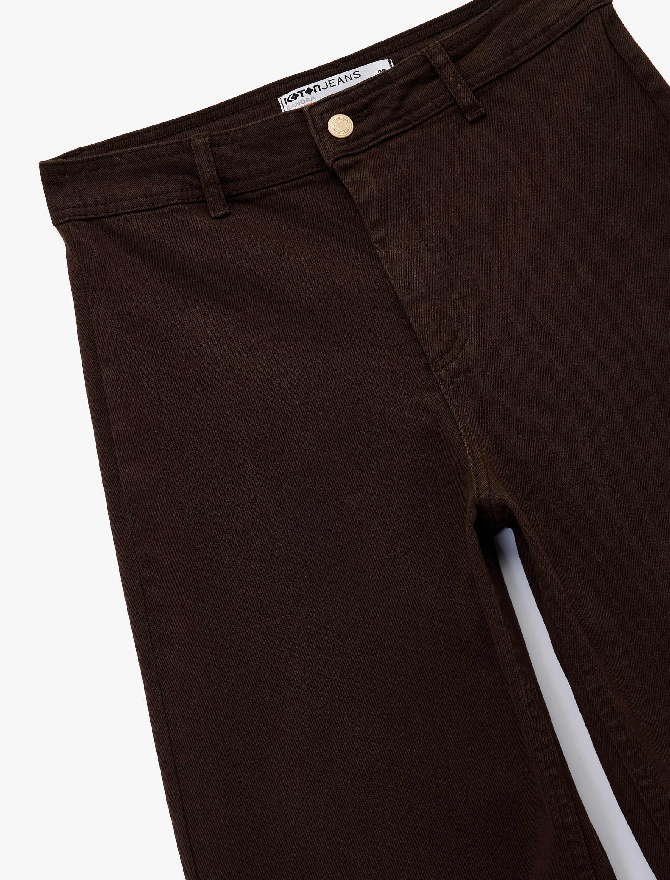   Yüksek Bel Düğmeli Cepli Rahat Kalıp Geniş Paça Denim Pantolon - Culotte Jeans