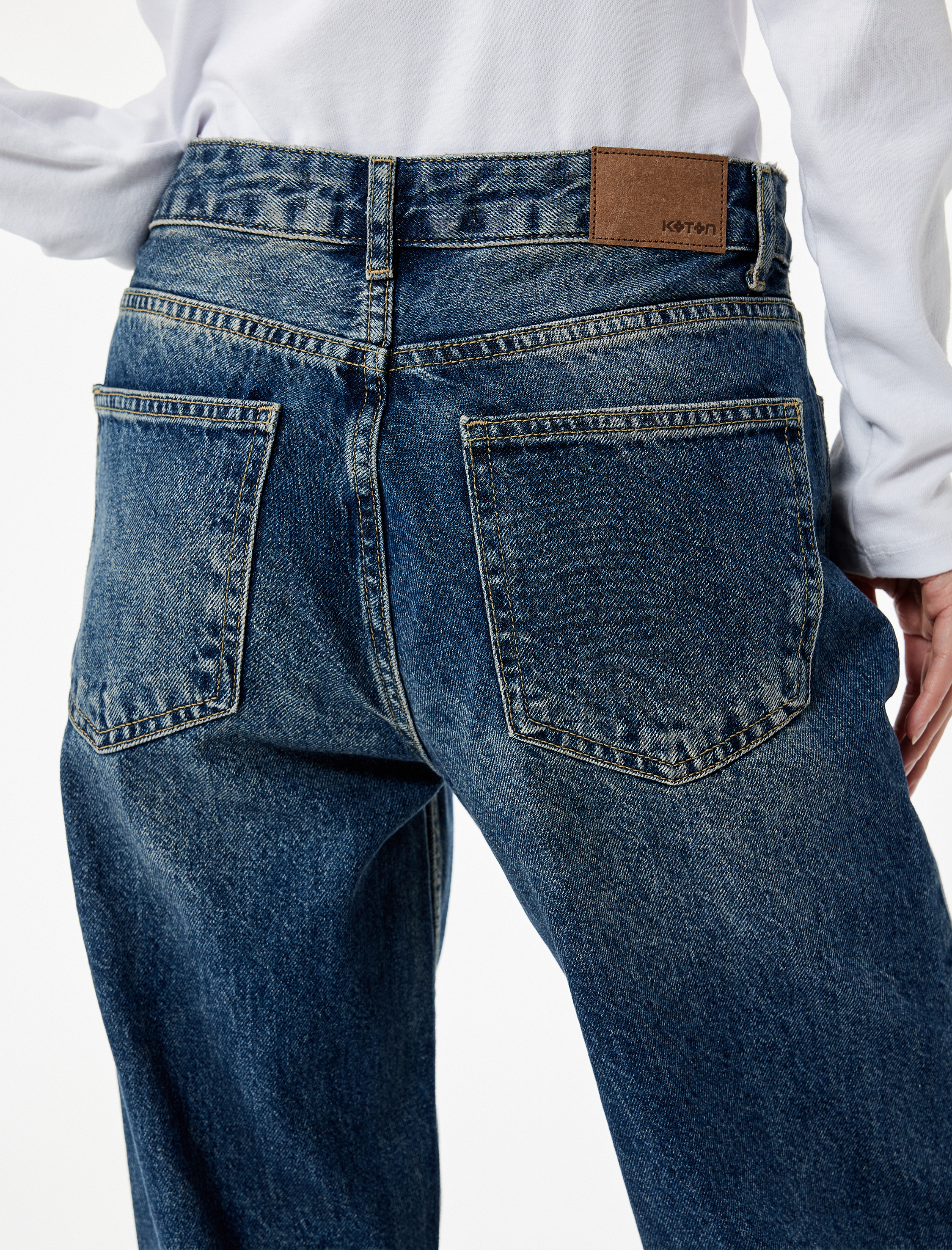   Pamuklu Düz Kesim Düz Paça Jean Pantolon - Straight Jeans