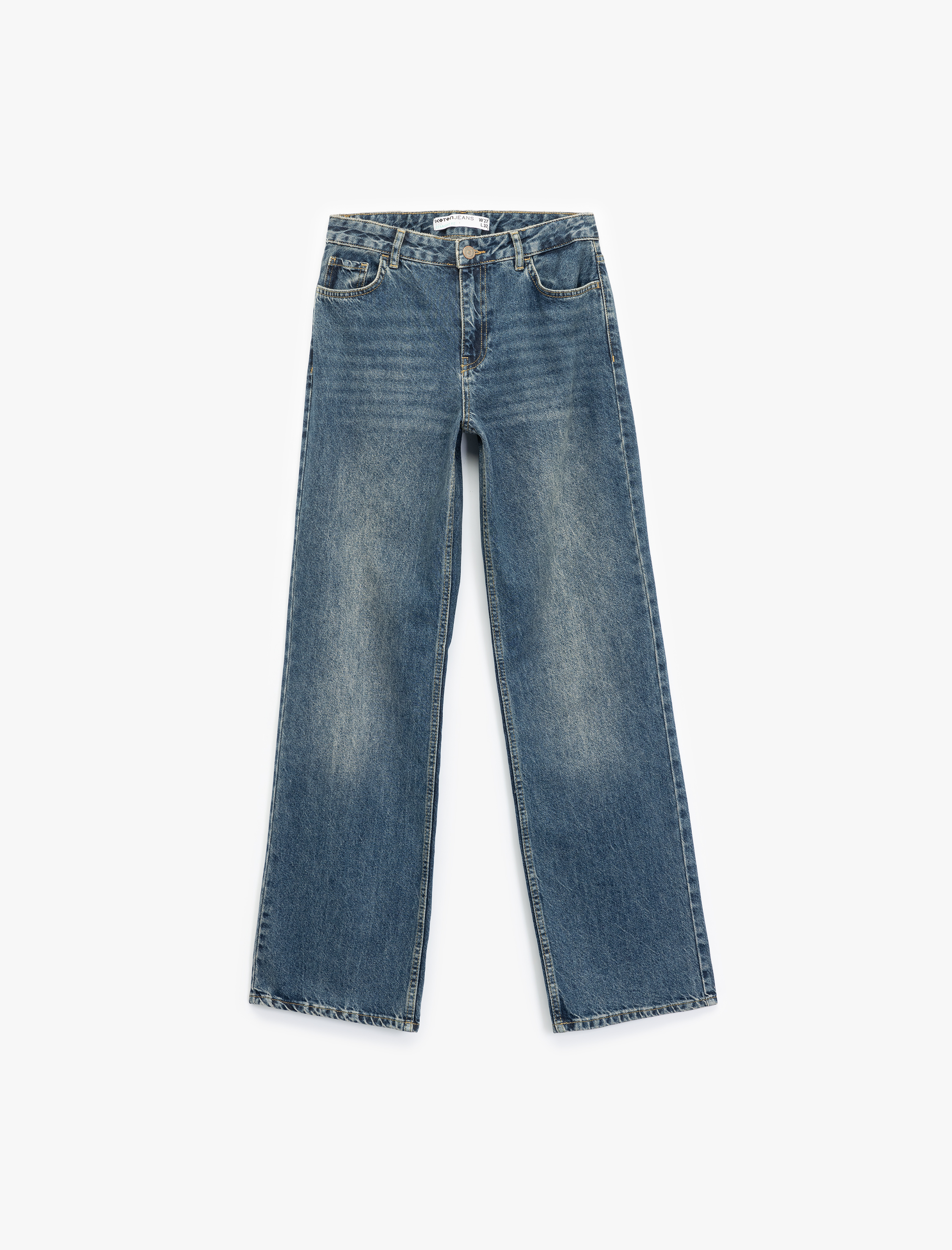   Pamuklu Düz Kesim Düz Paça Jean Pantolon - Straight Jeans
