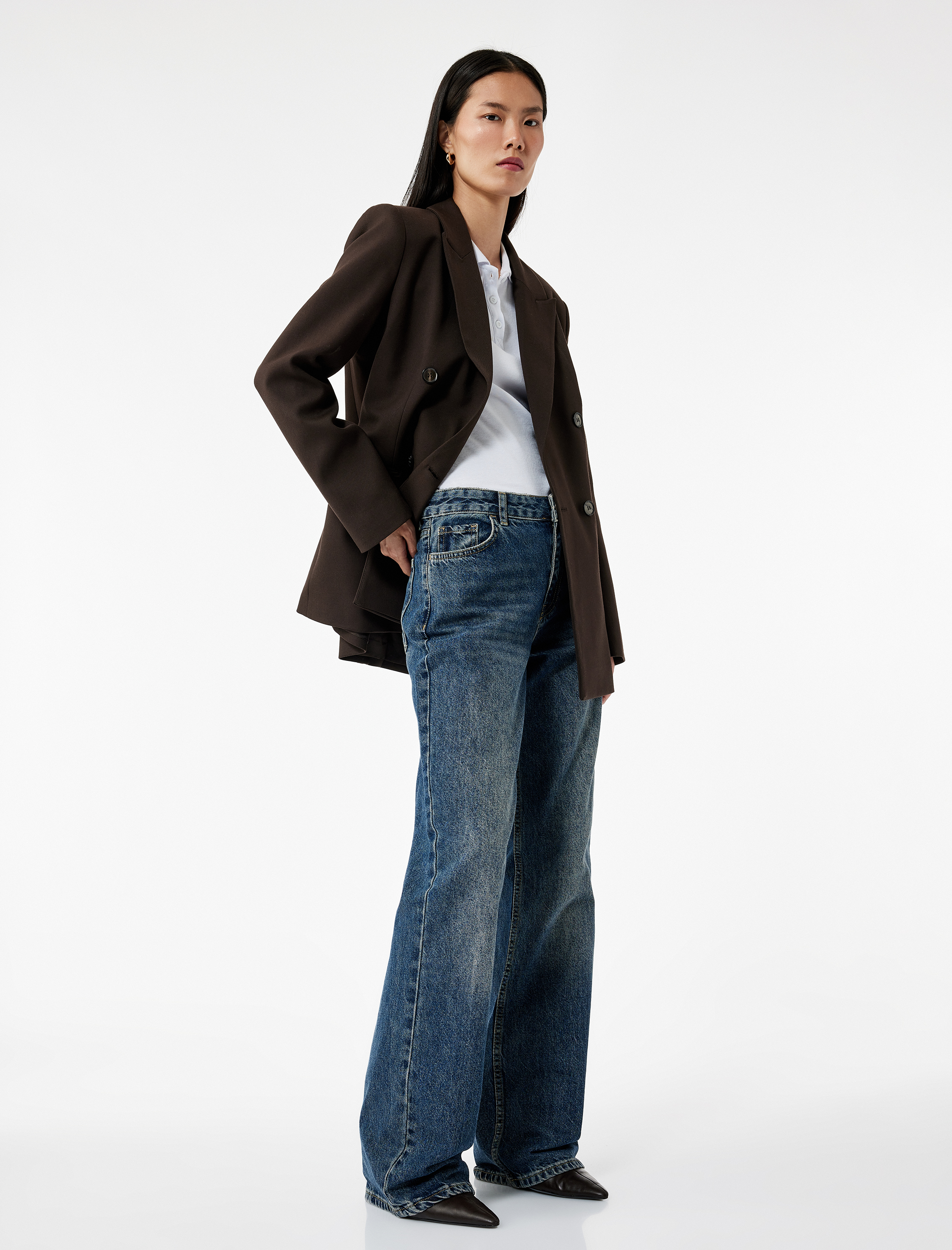   Pamuklu Düz Kesim Düz Paça Jean Pantolon - Straight Jeans