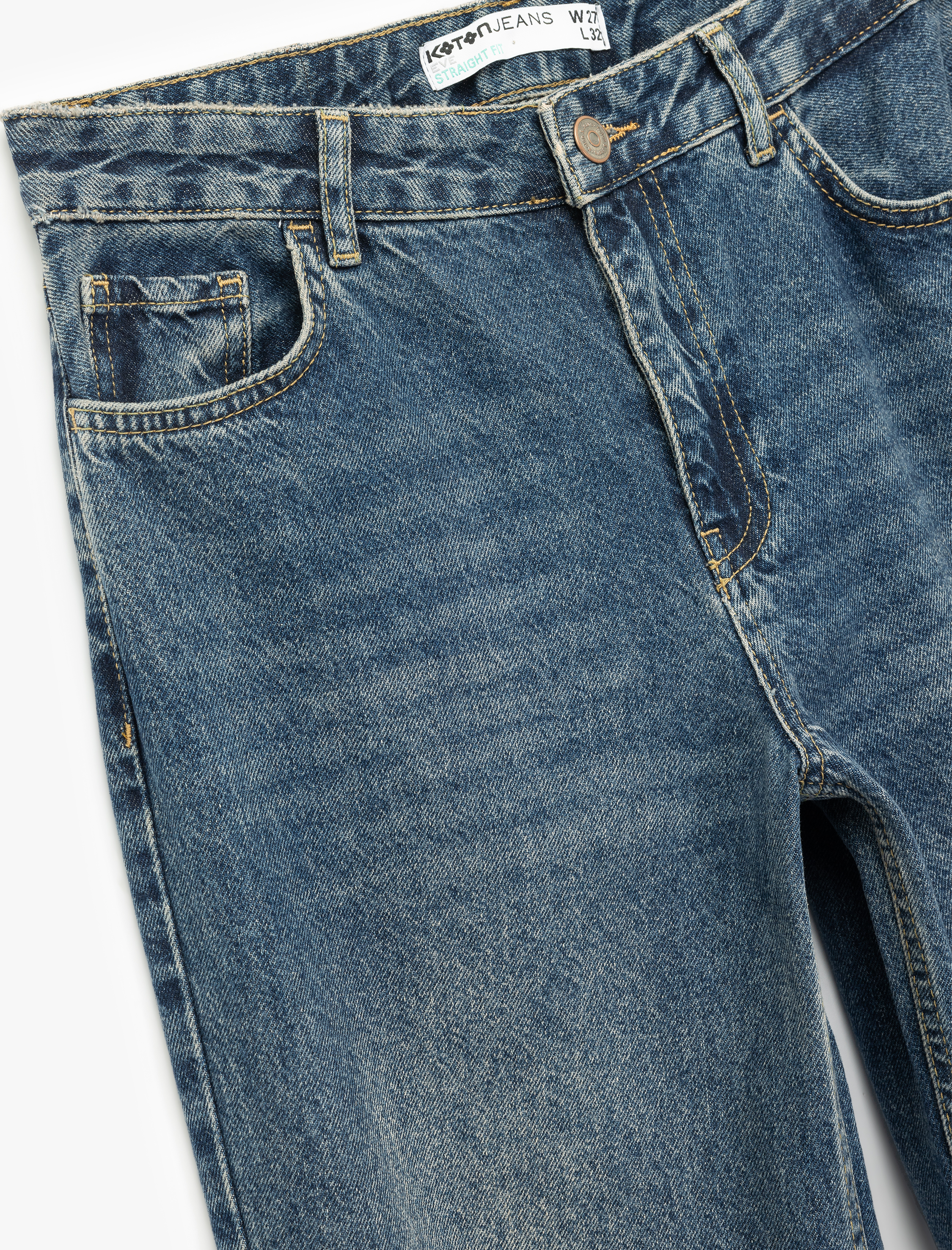   Pamuklu Düz Kesim Düz Paça Jean Pantolon - Straight Jeans