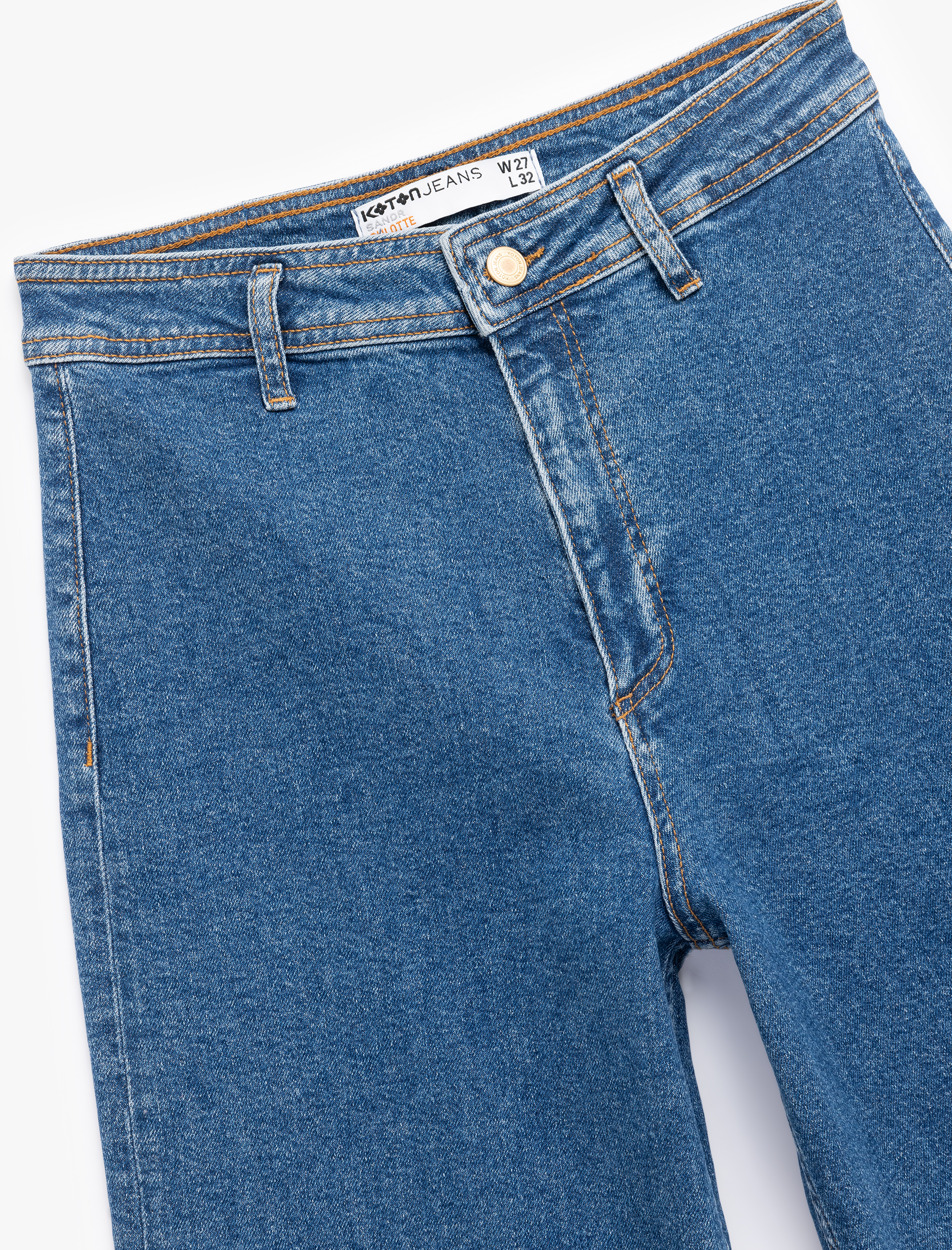   Yüksek Bel Rahat Kesim Geniş Paça Pamuklu Jean Pantolon - Culotte Jeans