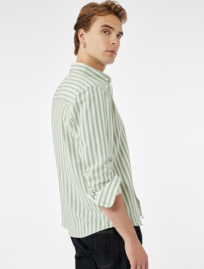  Regular Fit Düğmeli Klasik Yaka Uzun Kollu Gömlek