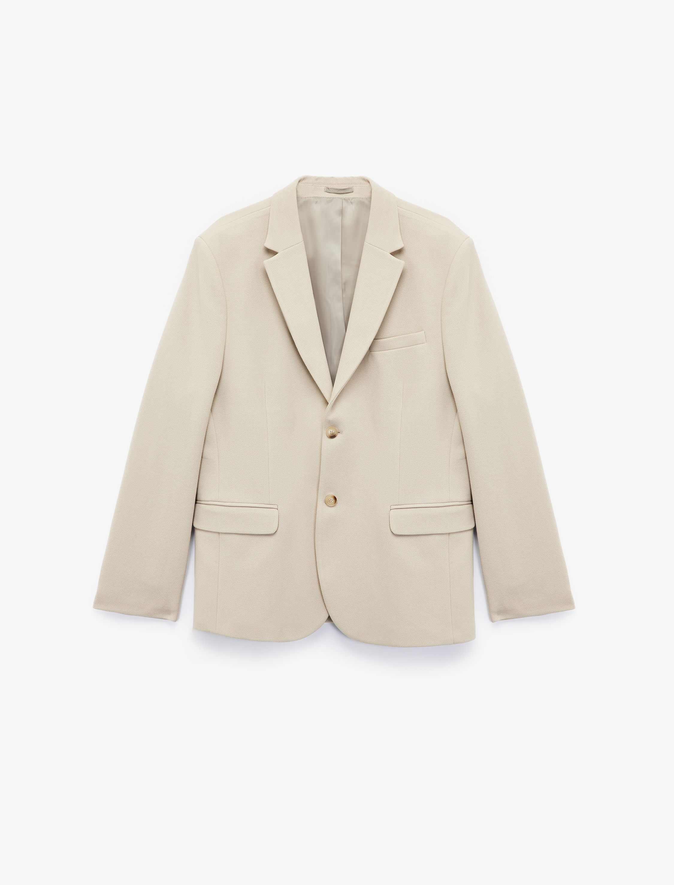   Uzun Kollu Kapaklı Cep Detaylı Düğmeli Slim Fit Mono Yaka Blazer Ceket