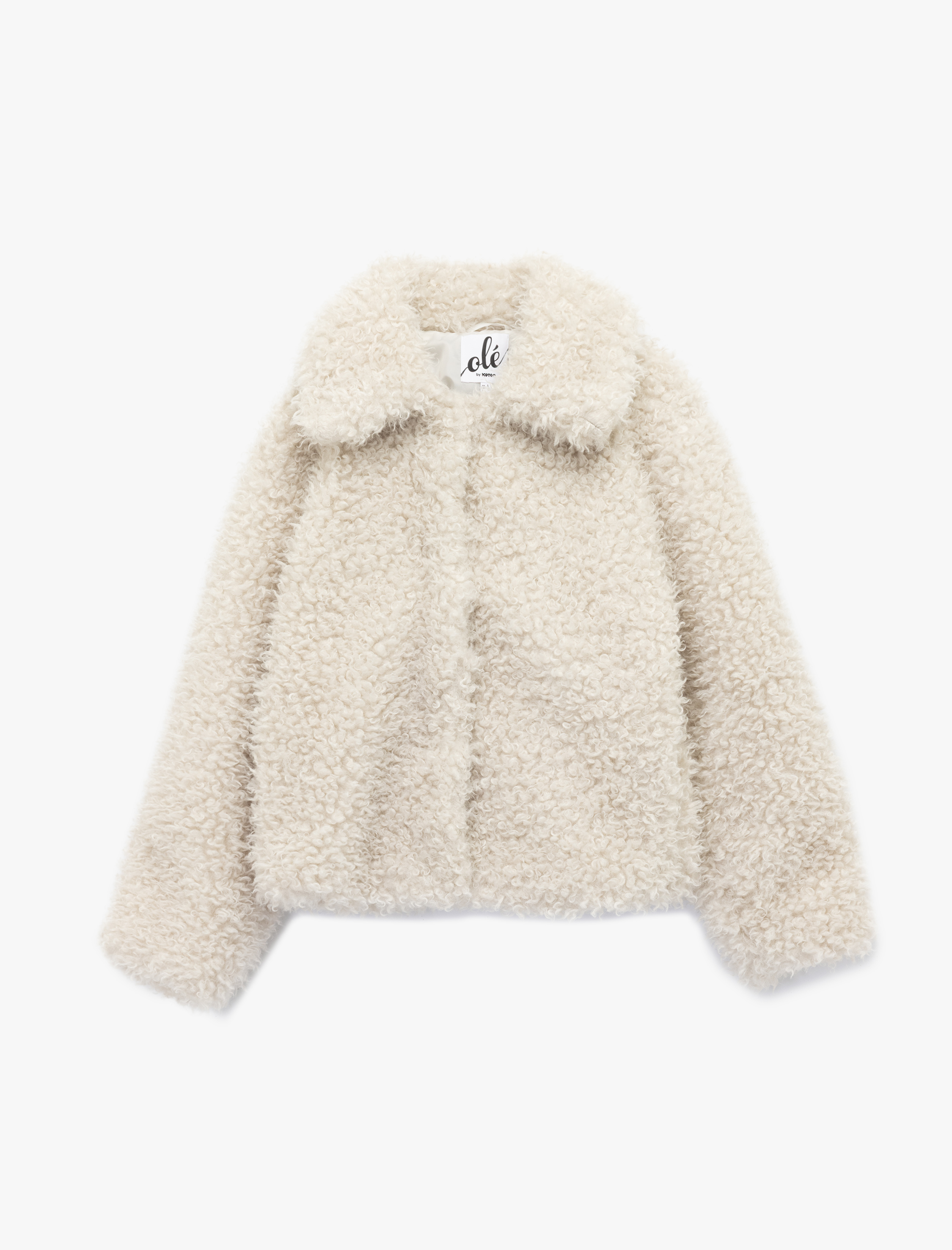   Oversize Uzun Kollu Klasik Yaka Peluş Ceket