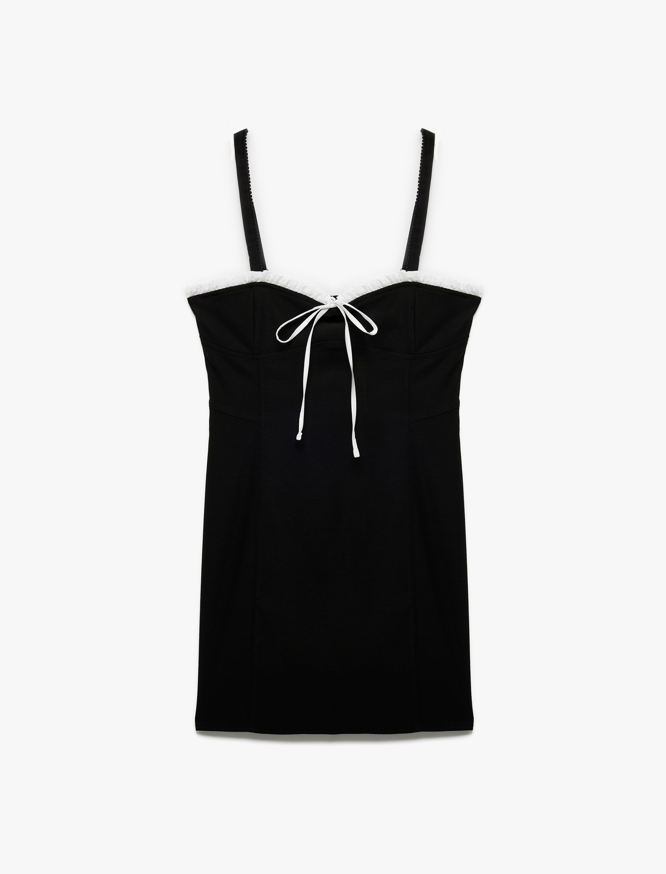   Kalp Yaka Kolsuz Fiyonklu Slim Fit Bodycon Mini Elbise