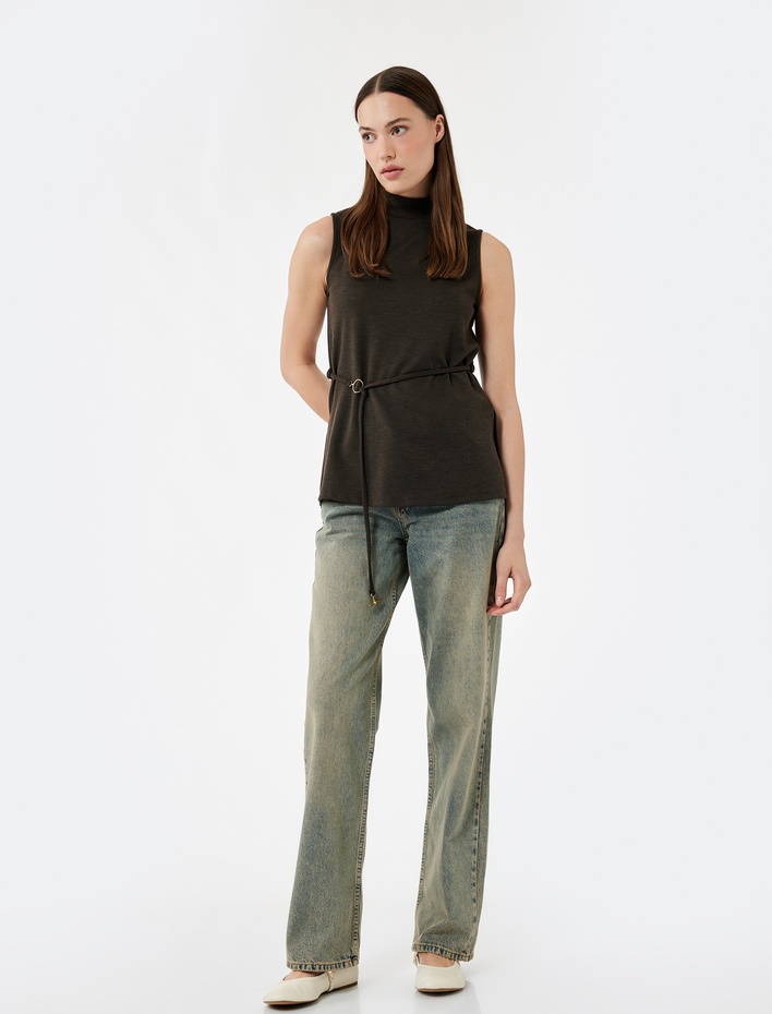  Pamuklu Düz Kesim Düz Paça Jean Pantolon - Straight Jeans