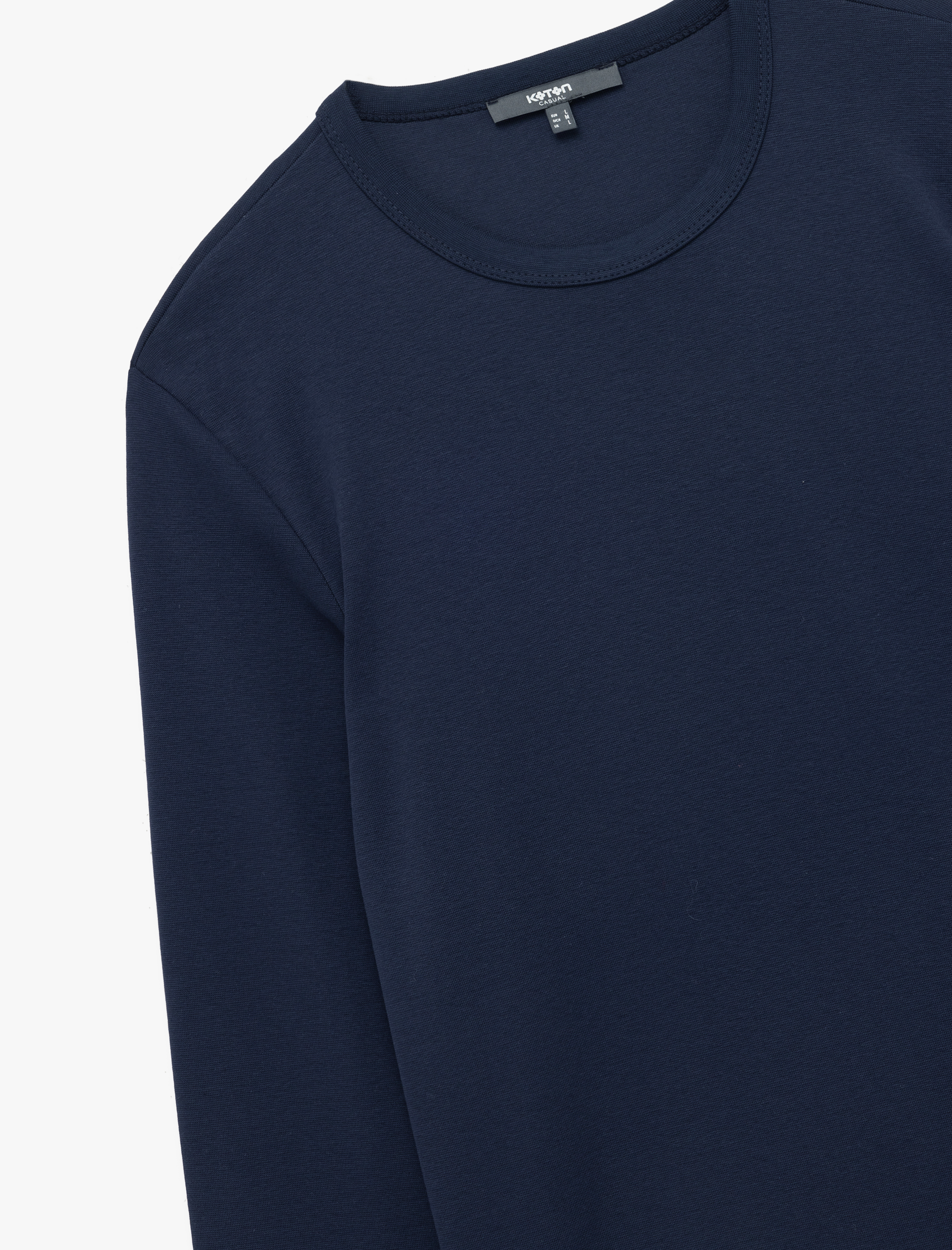   Pamuklu Bisiklet Yaka Basic Slim Fit Uzun Kollu Tişört