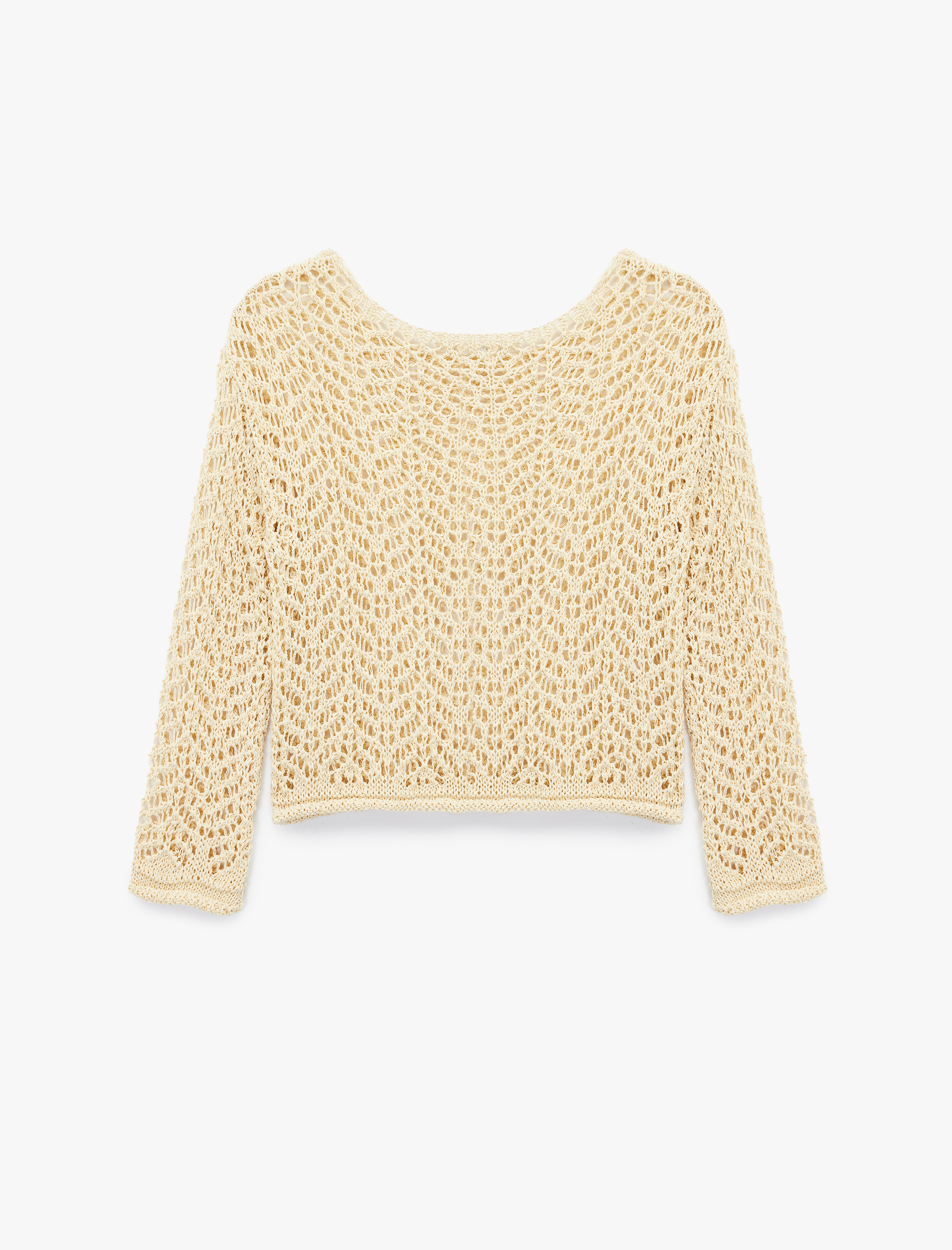   Uzun Kollu Bisiklet Yaka Triko Ajurlu Kazak