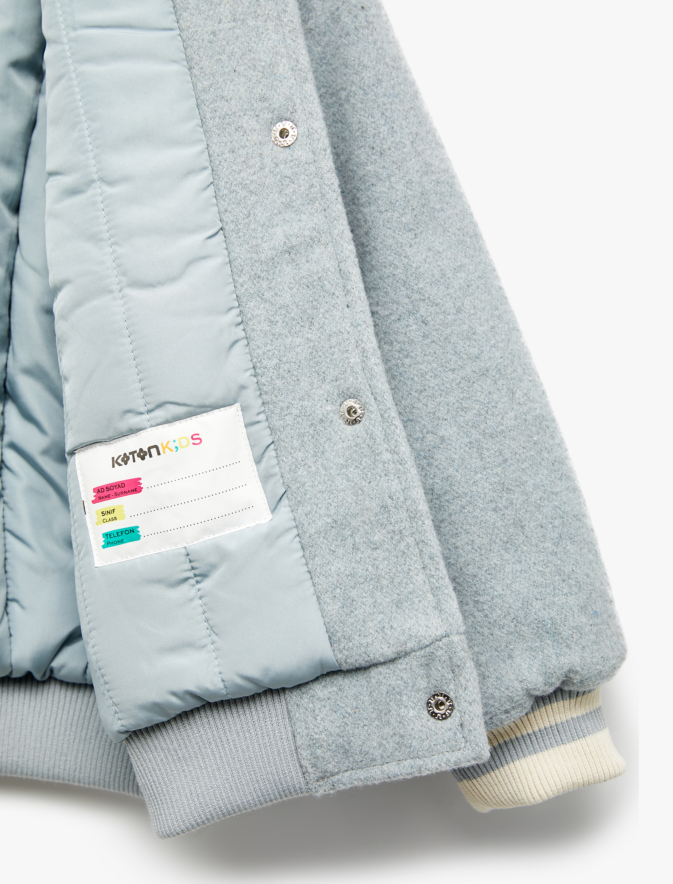  Kız Çocuk Uzun Kollu Bisiklet Yaka Cepli Düğmeli Kaşe Kolej Ceket