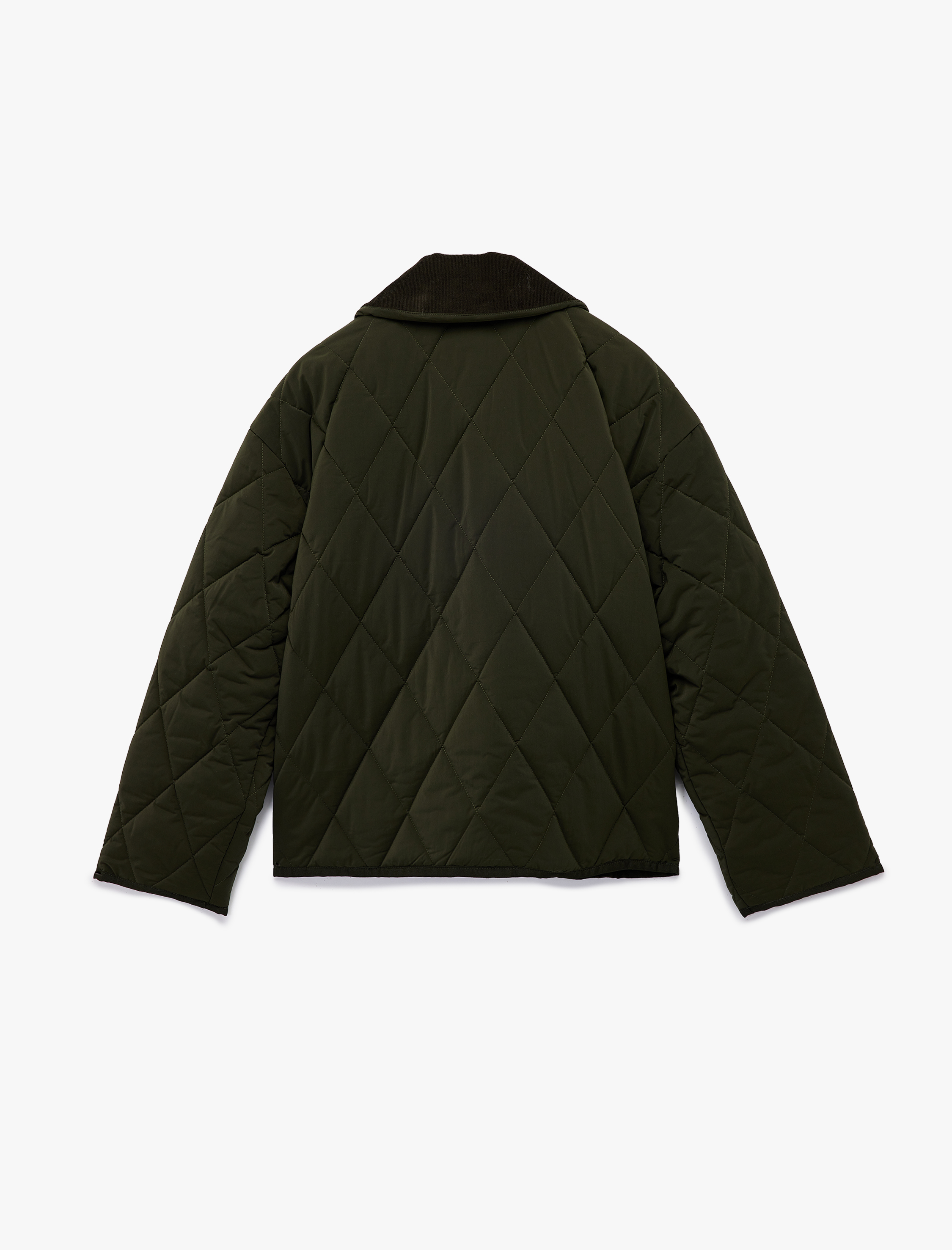   Uzun Kollu Fermuarlı Cep Detaylı Klasik Yaka Kapitone Ceket