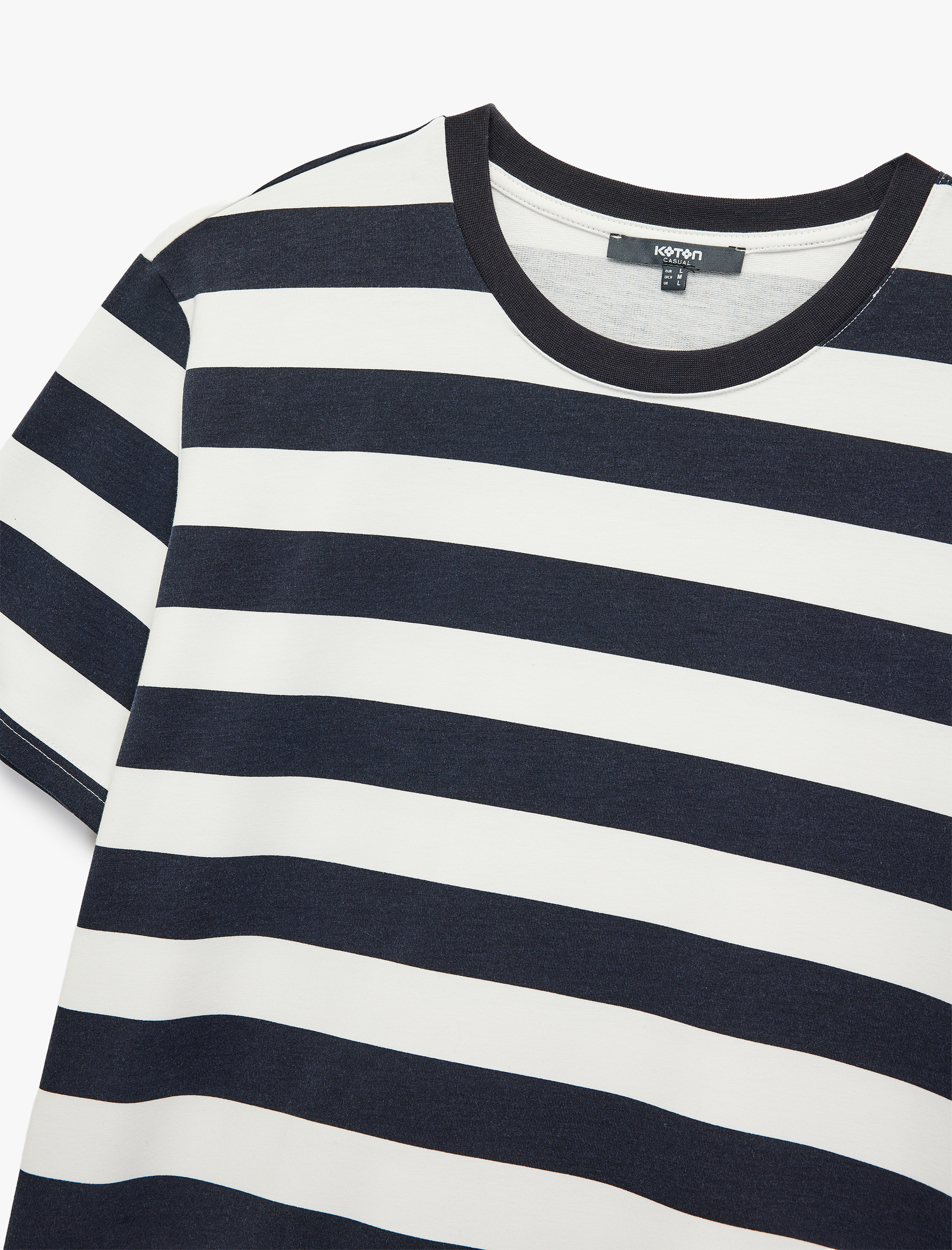   Regular Fit Kısa Kollu Tok Kumaş Çizgili Bisiklet Yaka Tişört