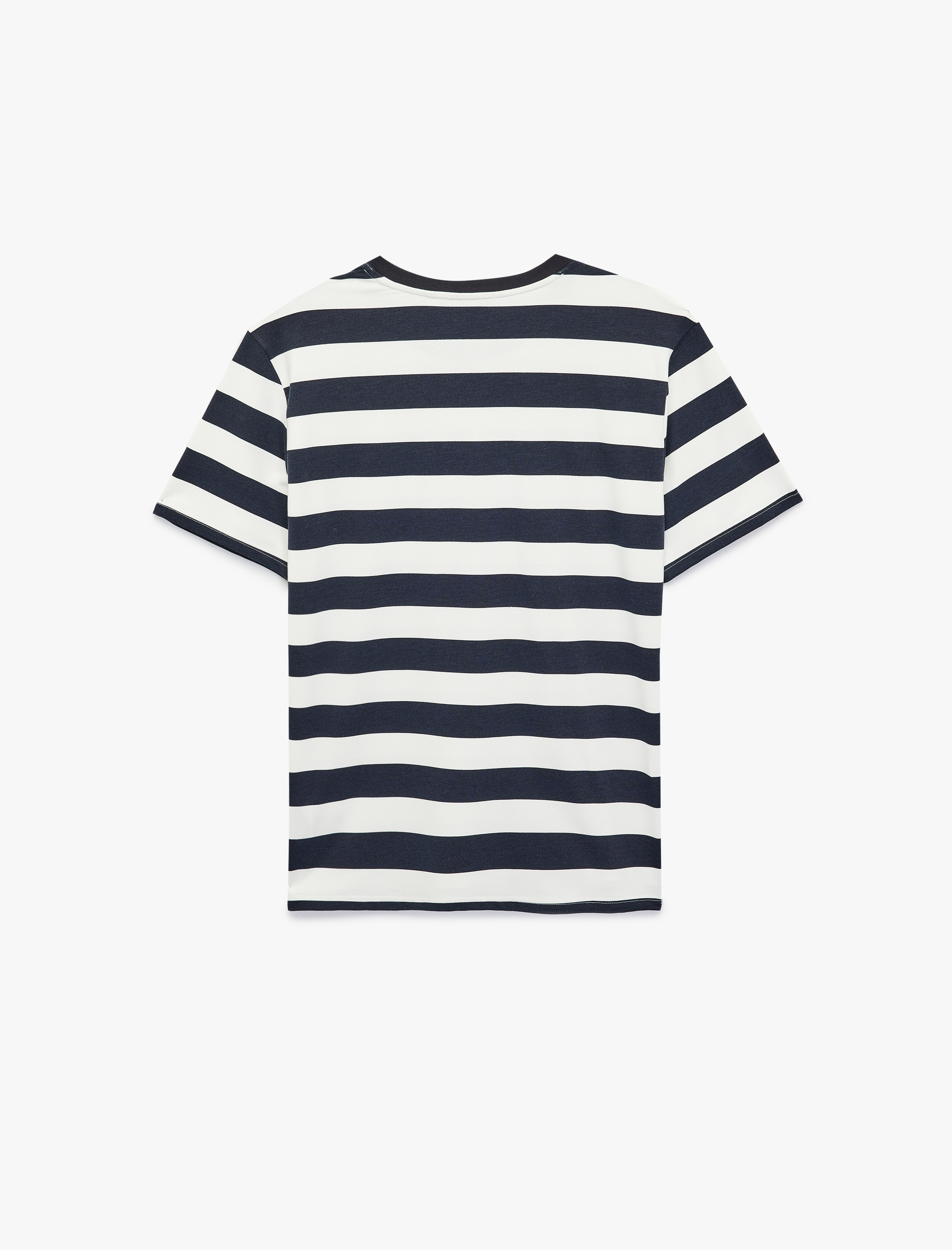   Regular Fit Kısa Kollu Tok Kumaş Çizgili Bisiklet Yaka Tişört