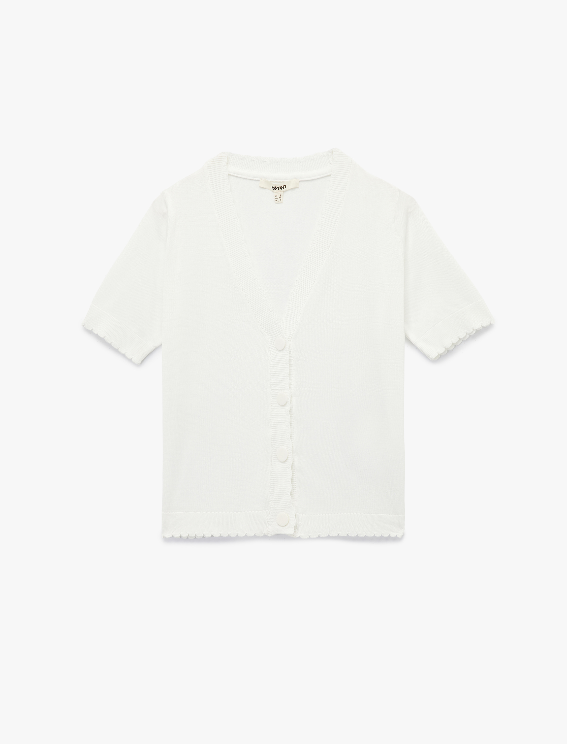   Düğmeli Kısa Kollu V Yaka Triko Hırka