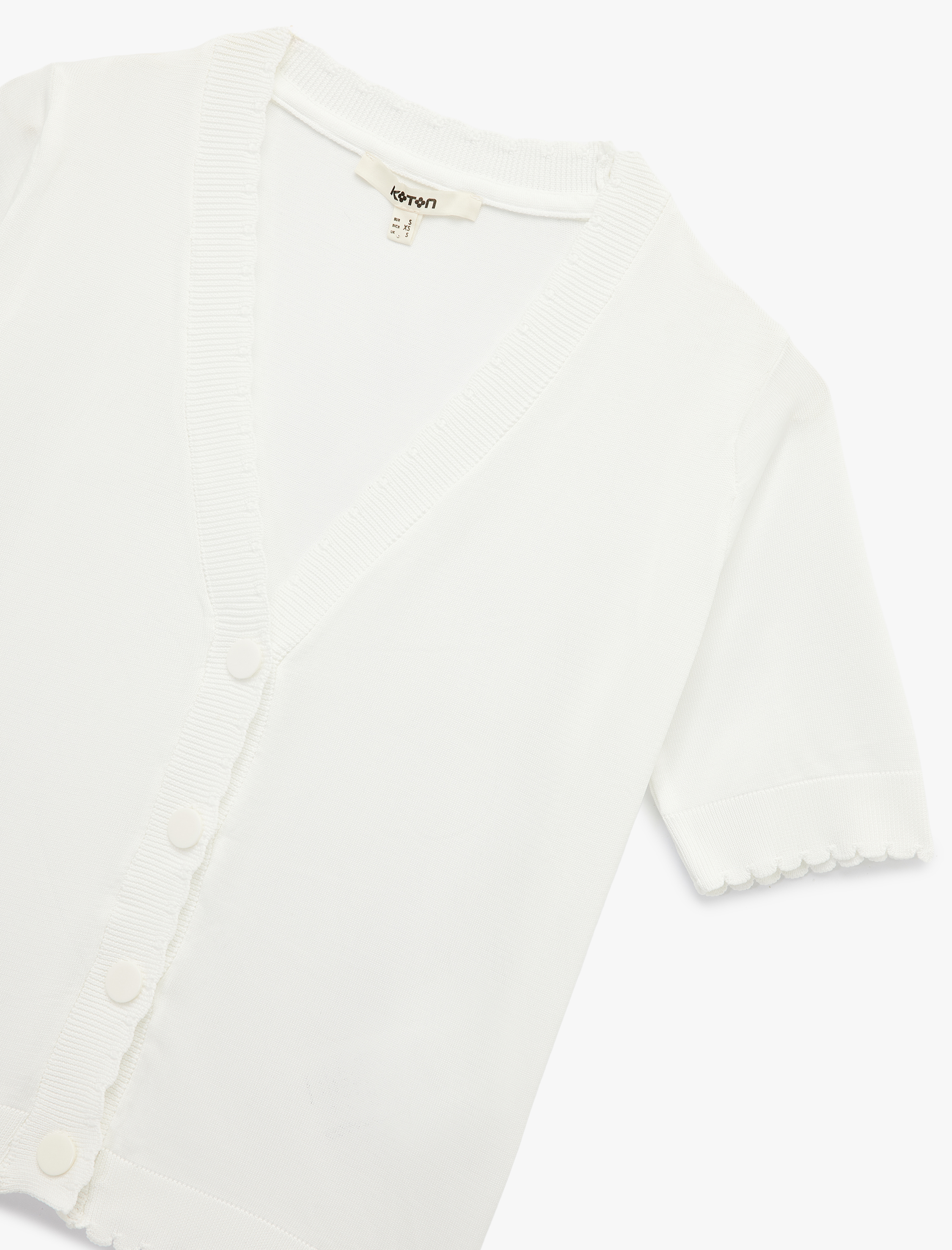   Düğmeli Kısa Kollu V Yaka Triko Hırka