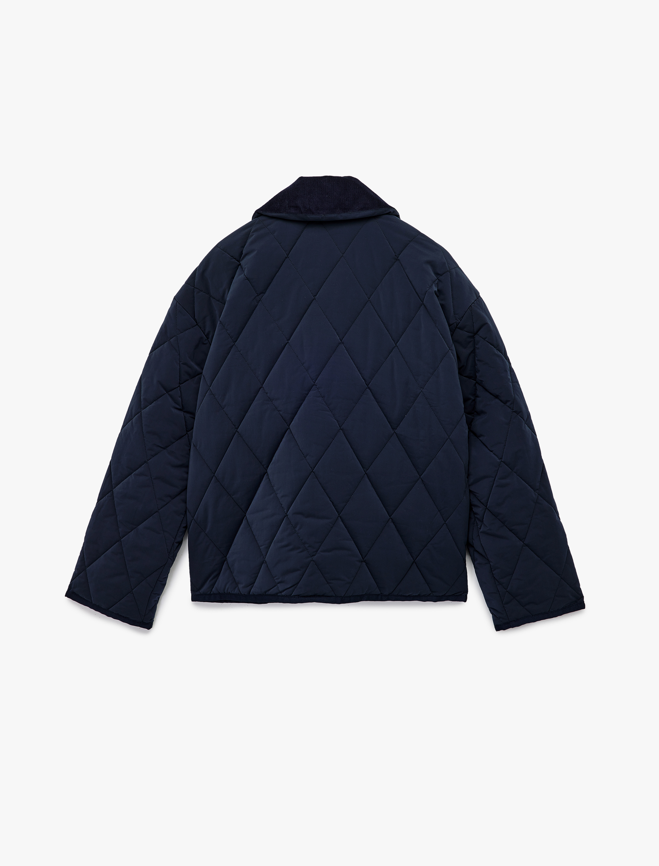   Uzun Kollu Fermuarlı Cep Detaylı Klasik Yaka Kapitone Ceket