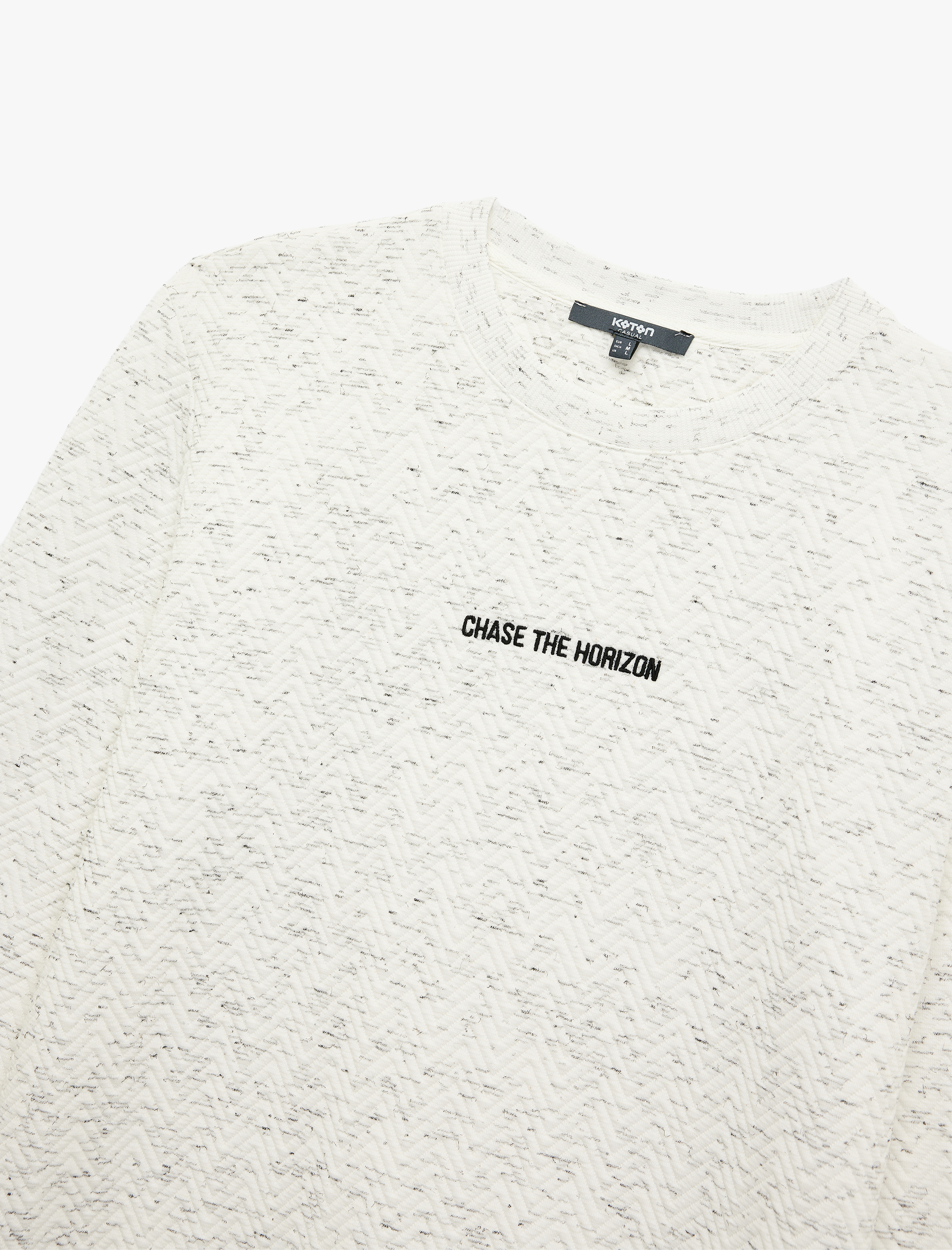   Uzun Kollu Nakışlı Bisiklet Yaka Sweatshirt