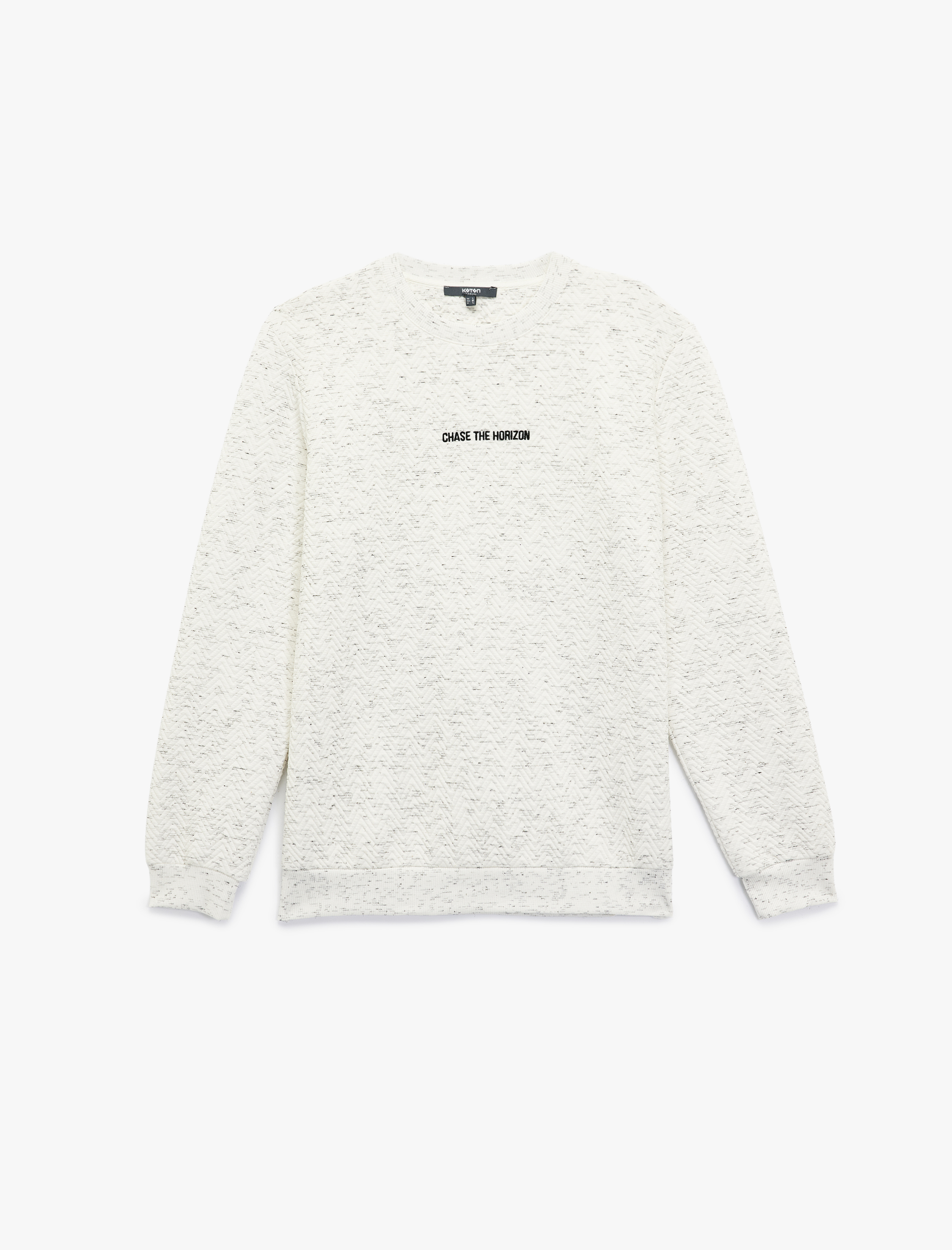   Uzun Kollu Nakışlı Bisiklet Yaka Sweatshirt