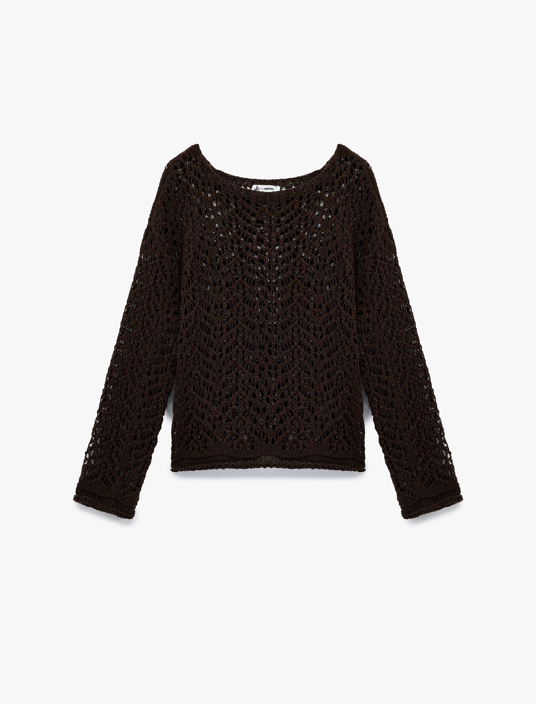   Uzun Kollu Bisiklet Yaka Triko Ajurlu Kazak