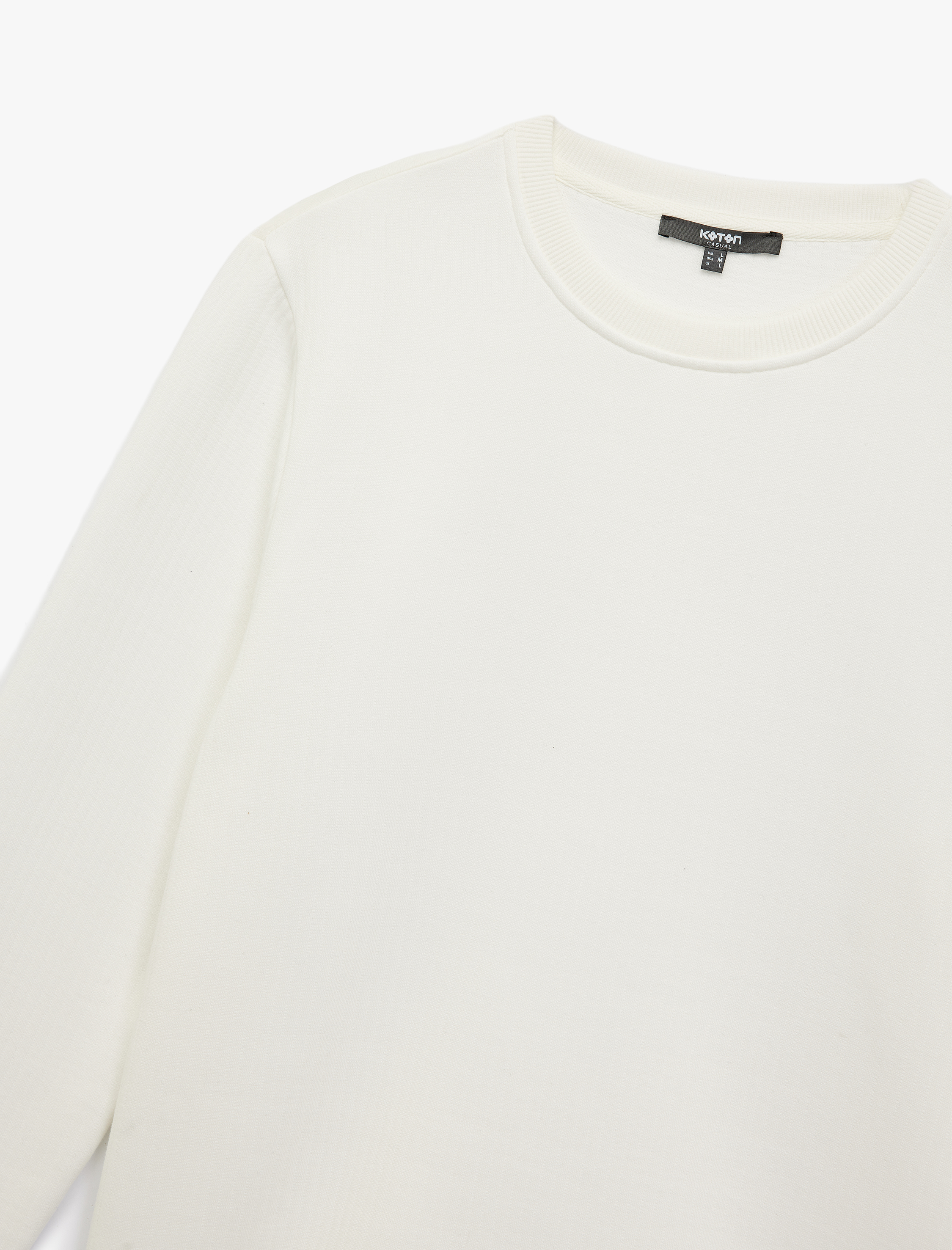   Uzun Kollu Pamuklu Bisiklet Yaka Basic Sweatshirt