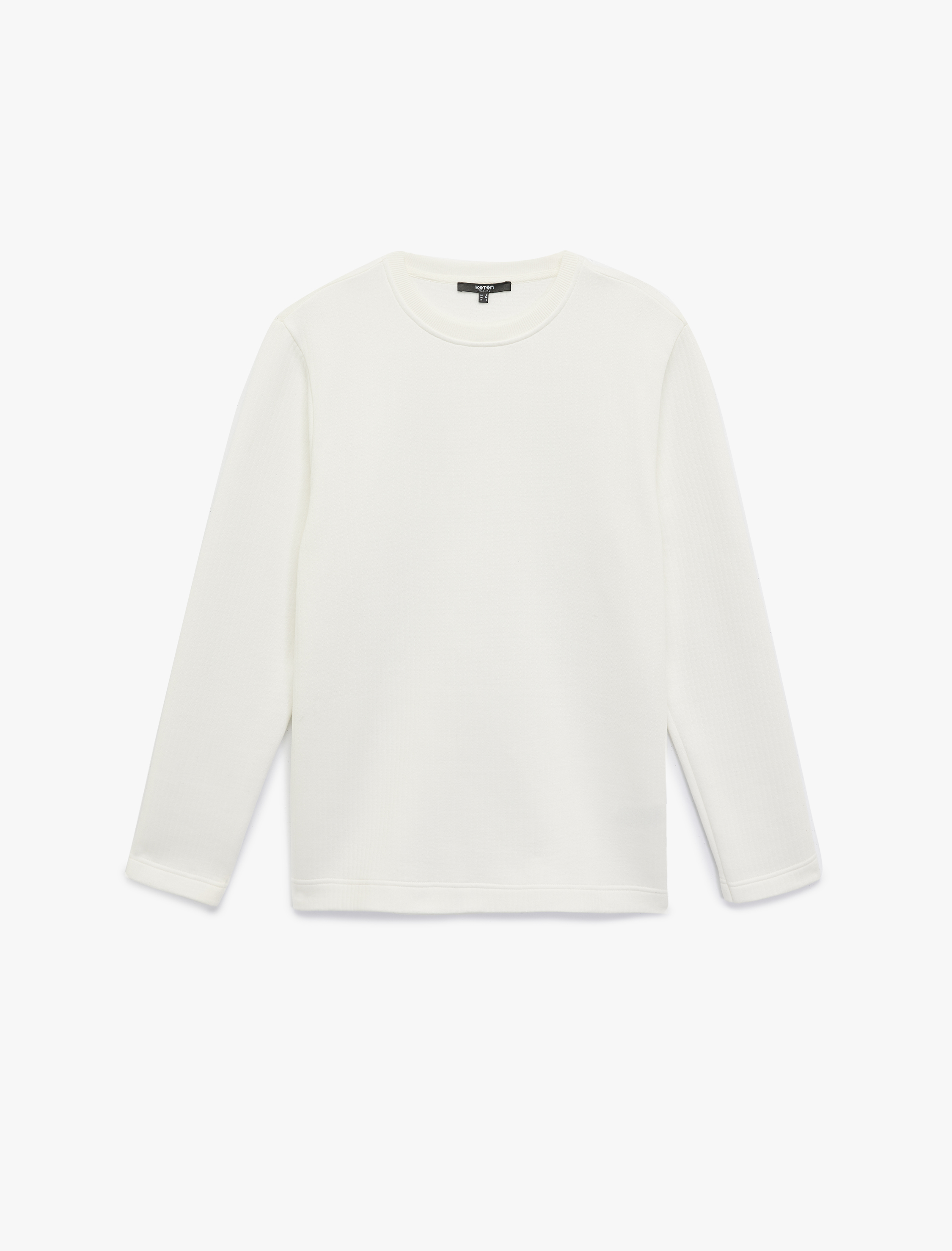   Uzun Kollu Pamuklu Bisiklet Yaka Basic Sweatshirt