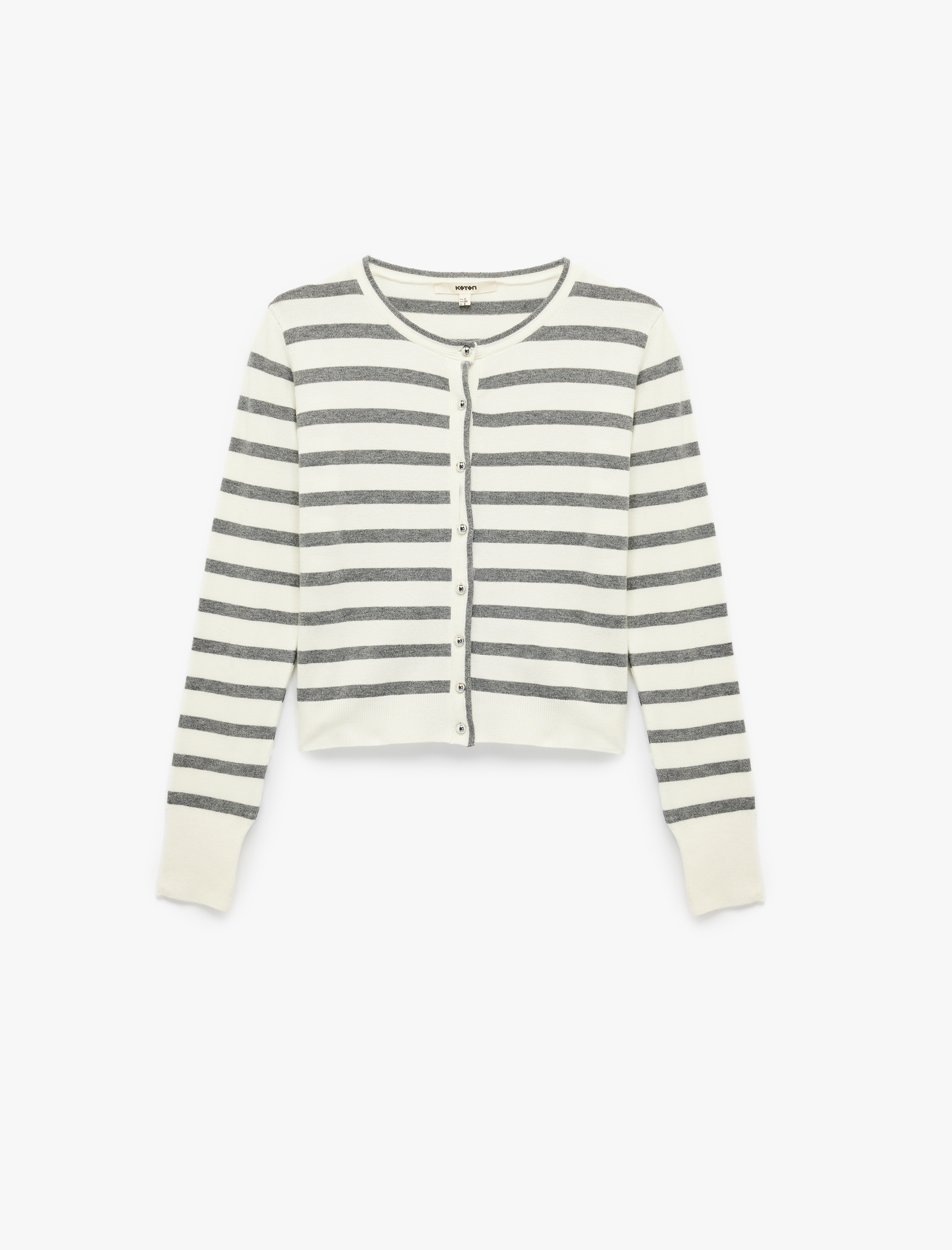   Uzun Kollu Bisiklet Yaka Çizgili Triko Hırka