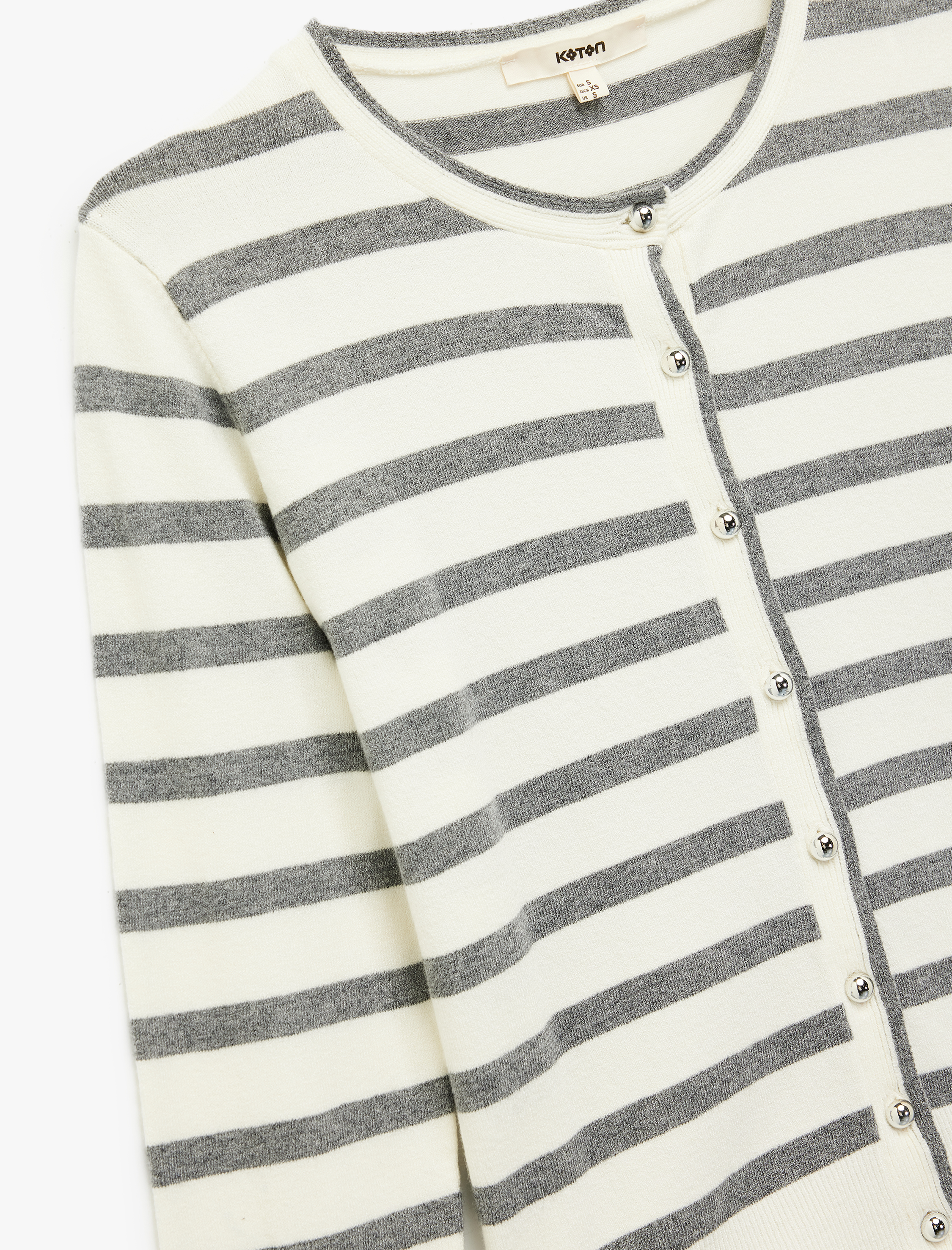   Uzun Kollu Bisiklet Yaka Çizgili Triko Hırka