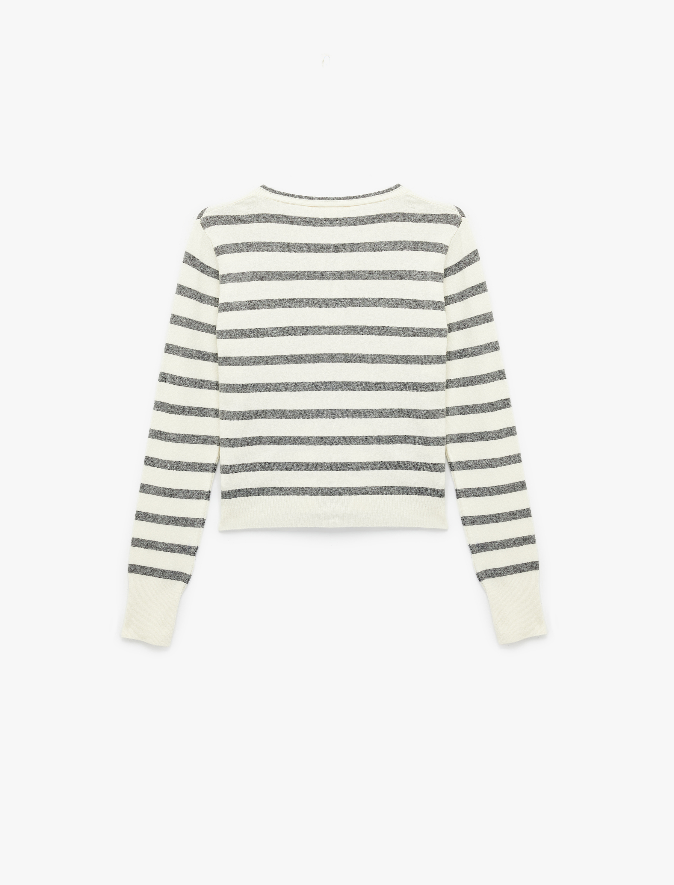   Uzun Kollu Bisiklet Yaka Çizgili Triko Hırka