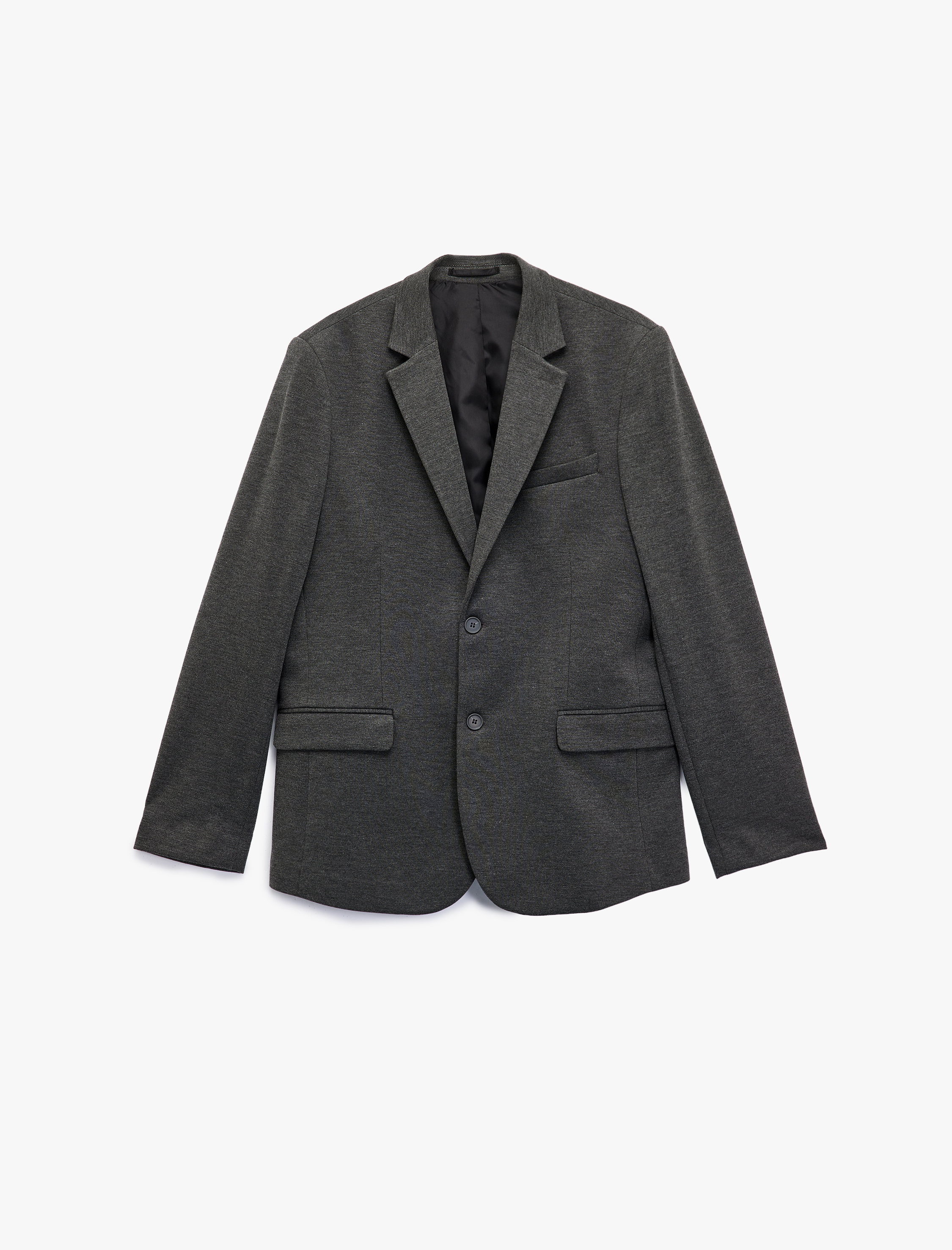 Slim Fit Kapaklı Cep Detaylı Uzun Kollu Mono Yaka Blazer Ceket