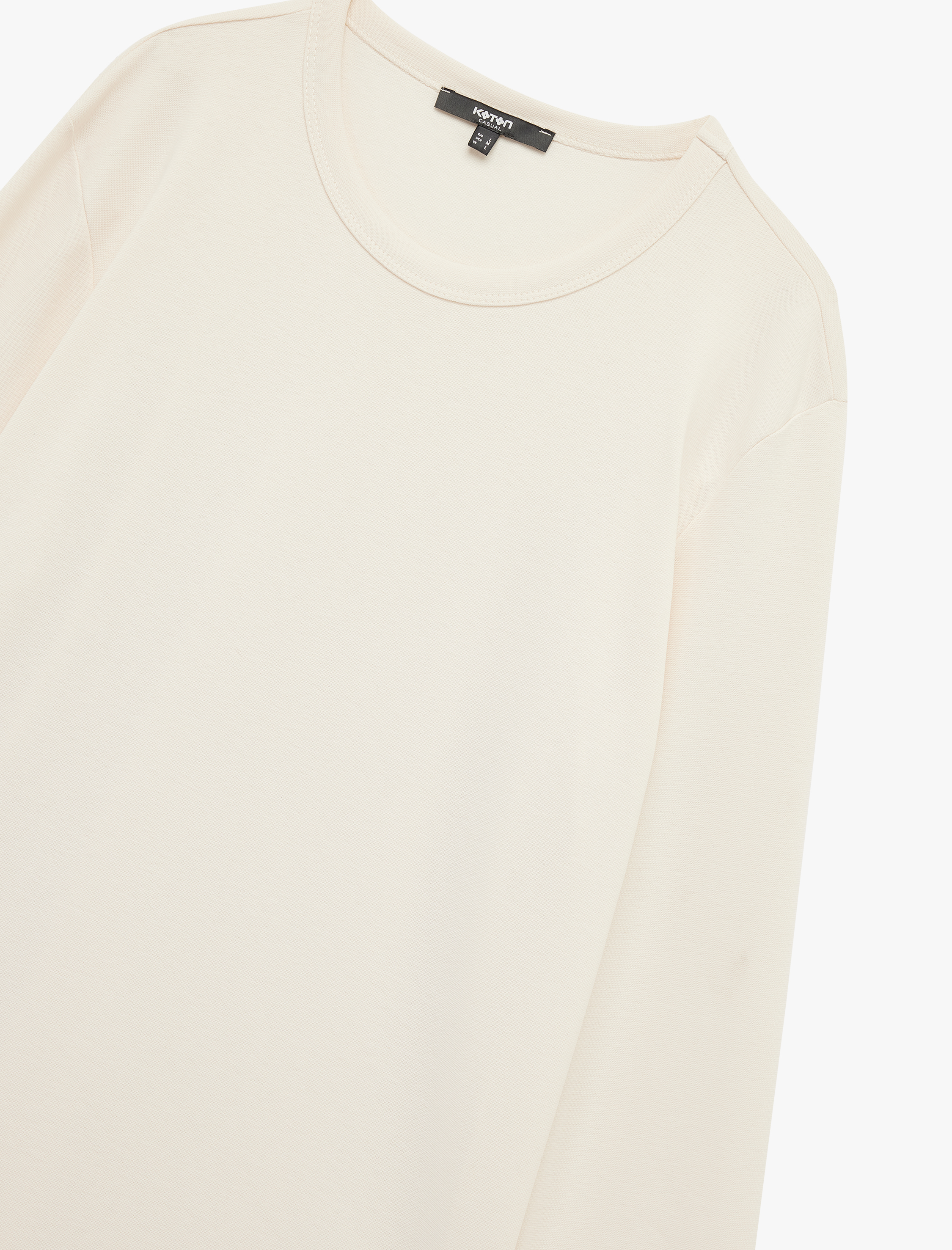   Pamuklu Bisiklet Yaka Basic Slim Fit Uzun Kollu Tişört