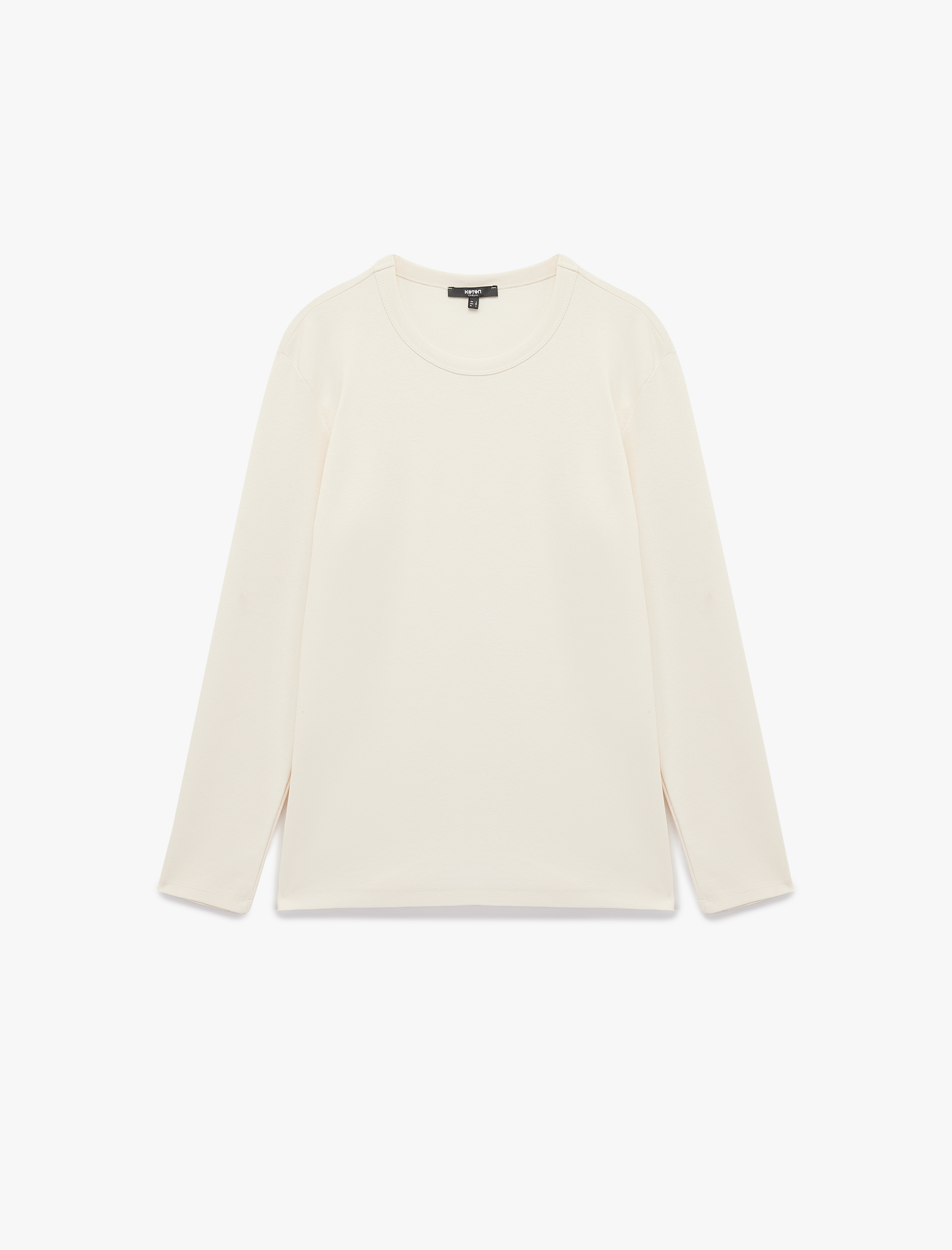   Pamuklu Bisiklet Yaka Basic Slim Fit Uzun Kollu Tişört