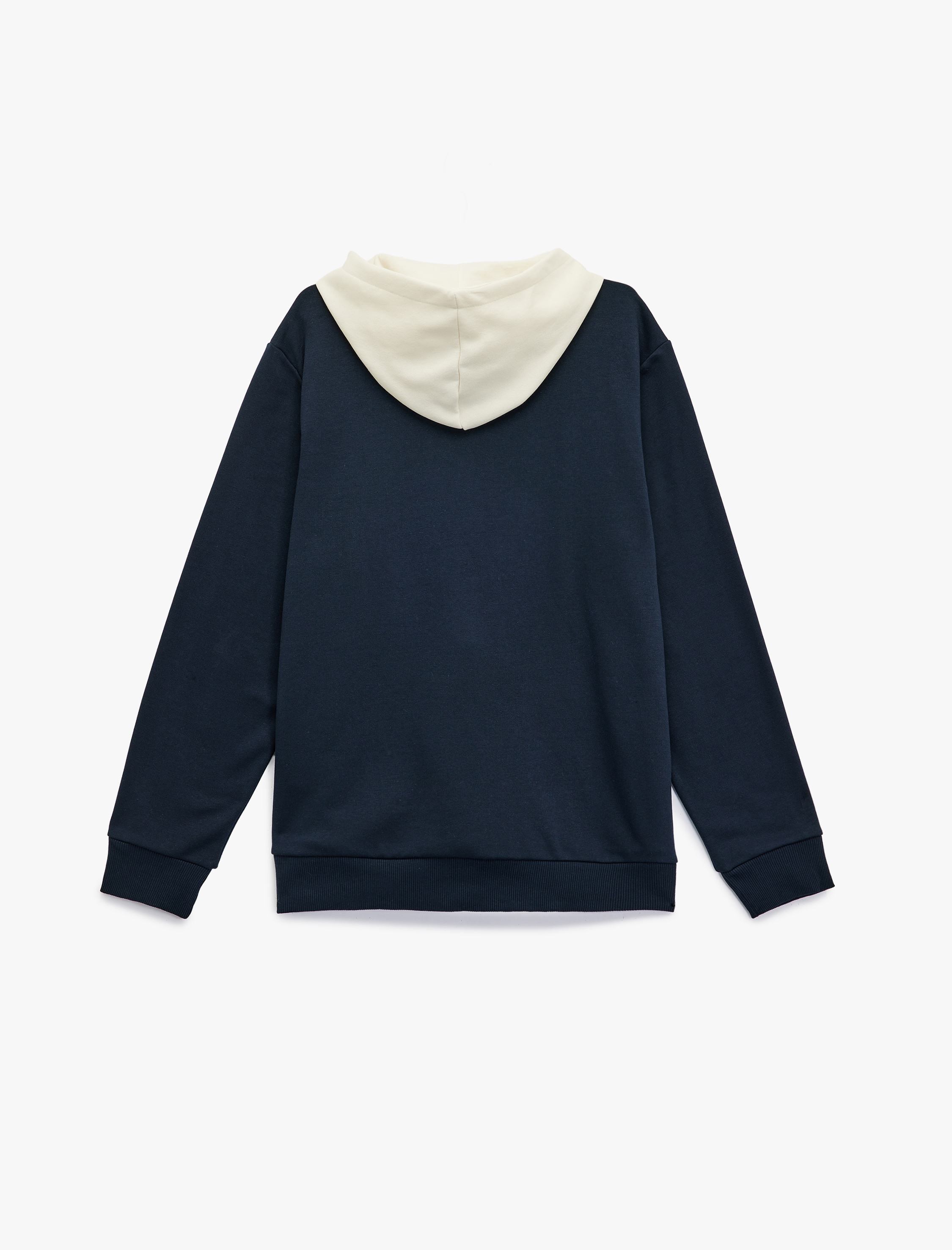   Kanguru Cepli Uzun Kollu Baskılı Şardonlu Renk Kontrastlı Kapşonlu Sweatshirt