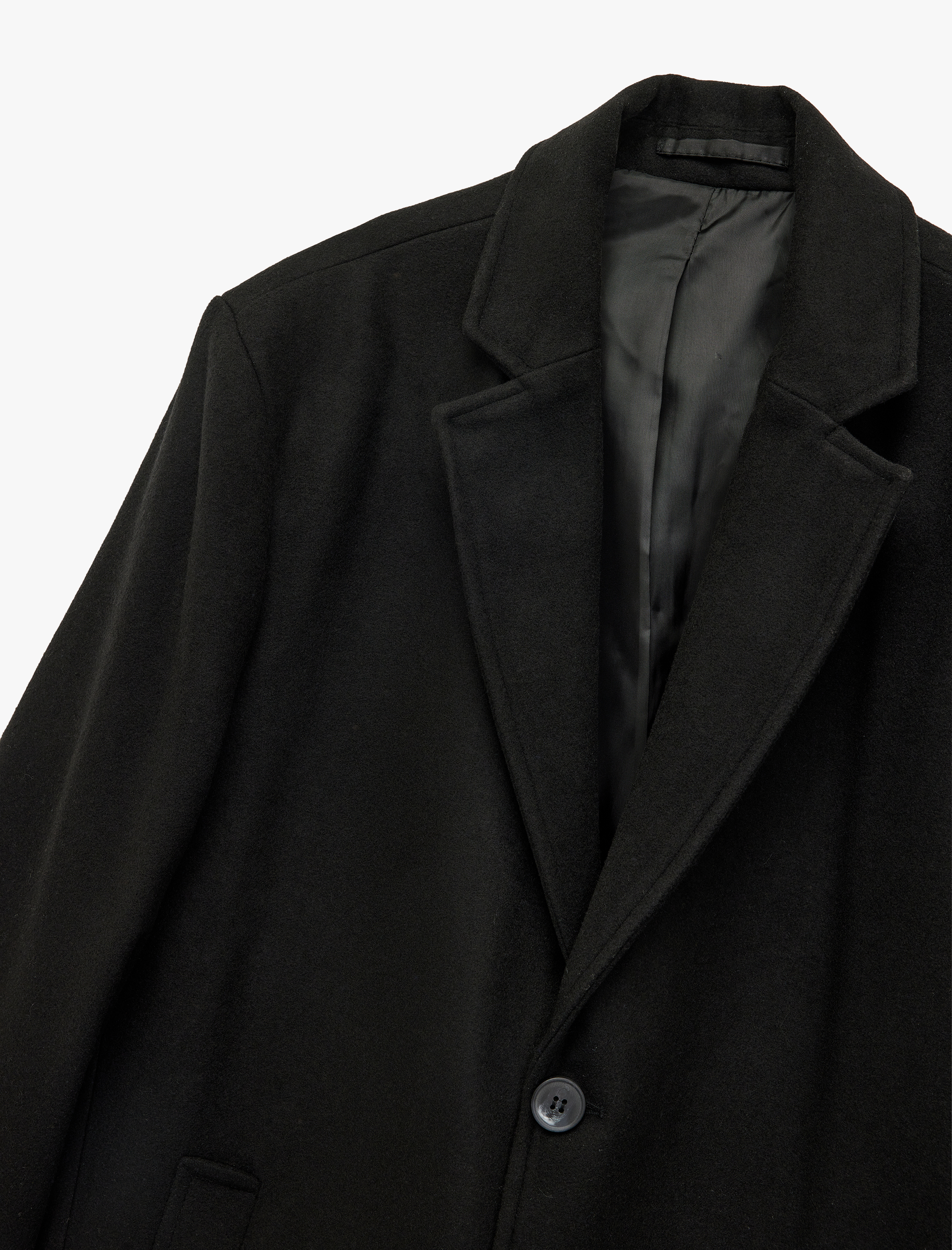   Cep Detaylı Uzun Kollu Düğmeli Dar Kalıp Kruvaze Yaka Kaşe Kaban