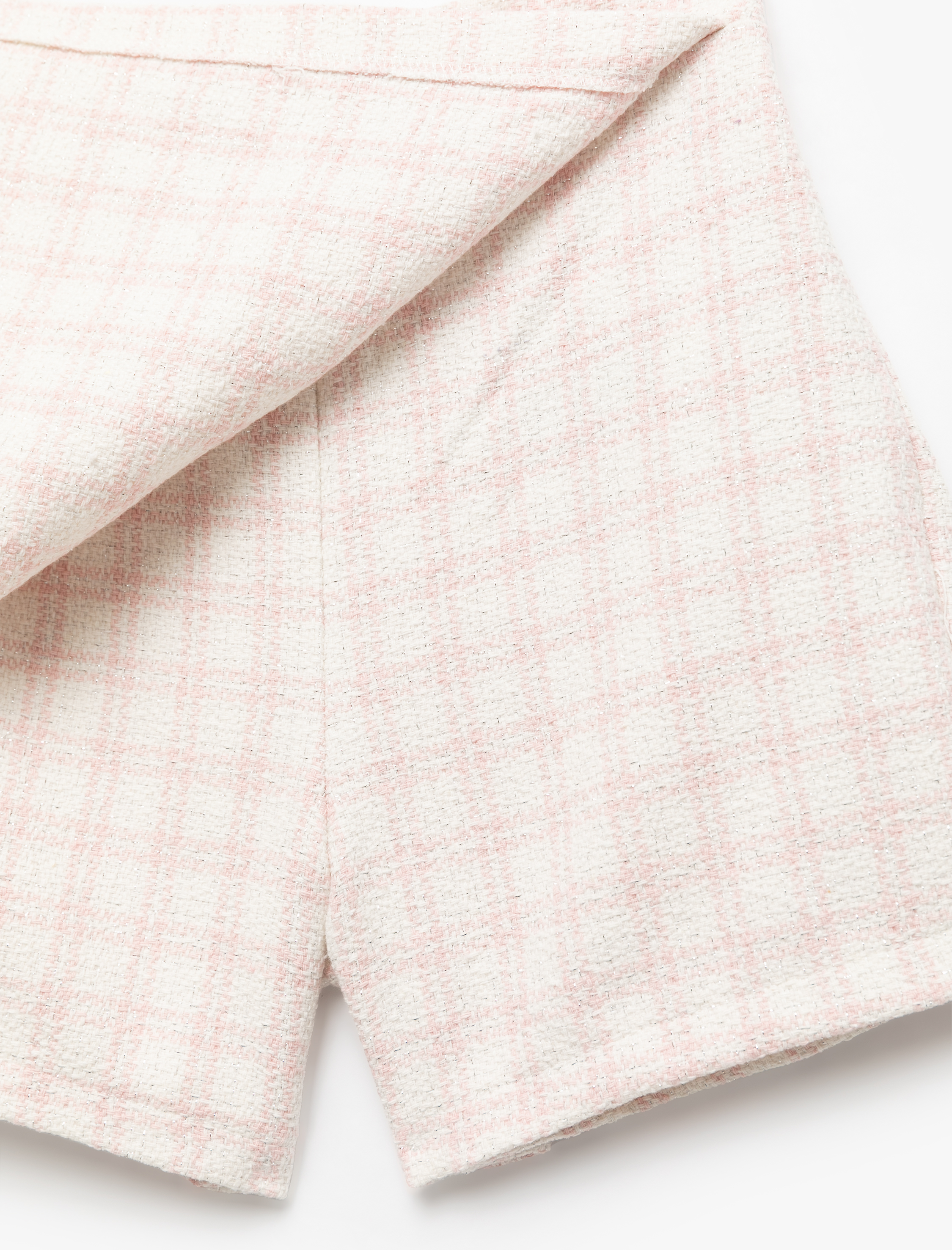  Kız Çocuk Beli Lastikli Ekoseli Tüvit Şort Etek