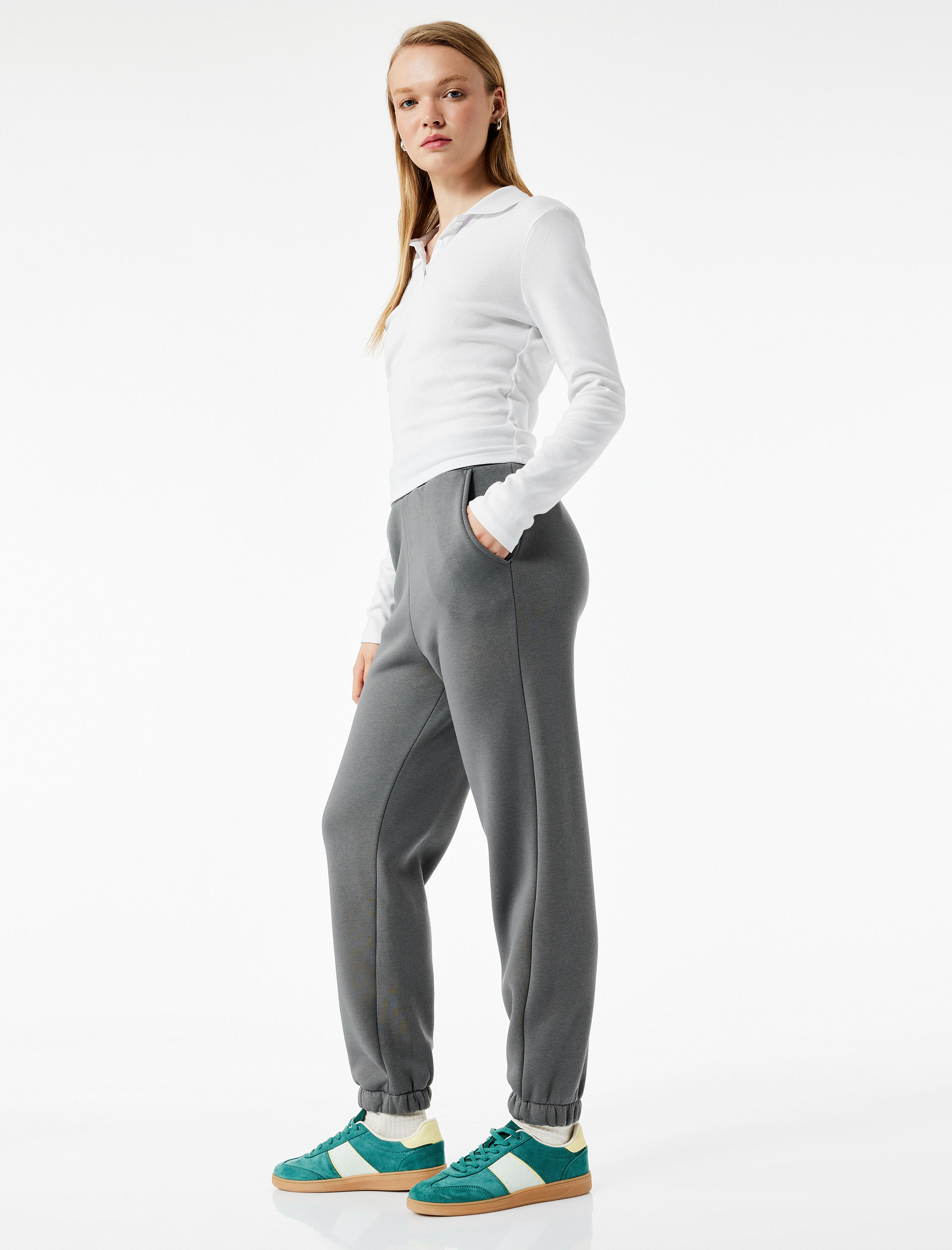   Üç İplik Şardonlu Cepli Beli Lastikli Jogger Eşofman Altı