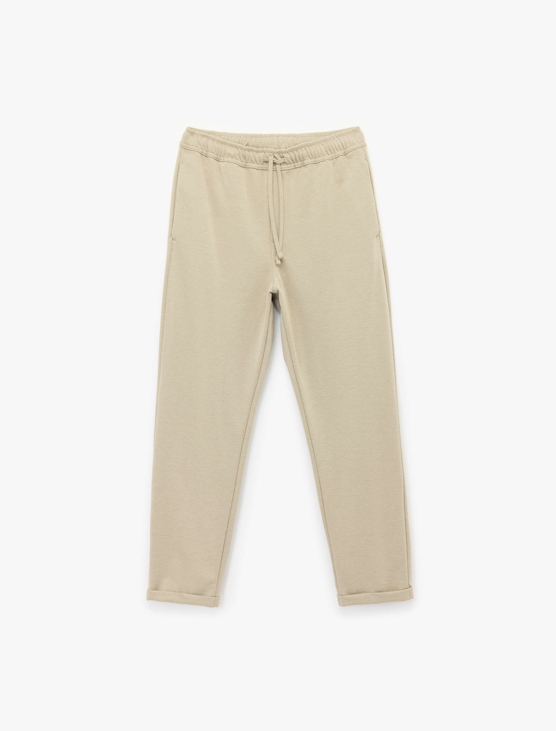   Straight Fit Pike Kumaş Cep Detaylı Rahat Kesim Beli Bağcıklı Pantolon