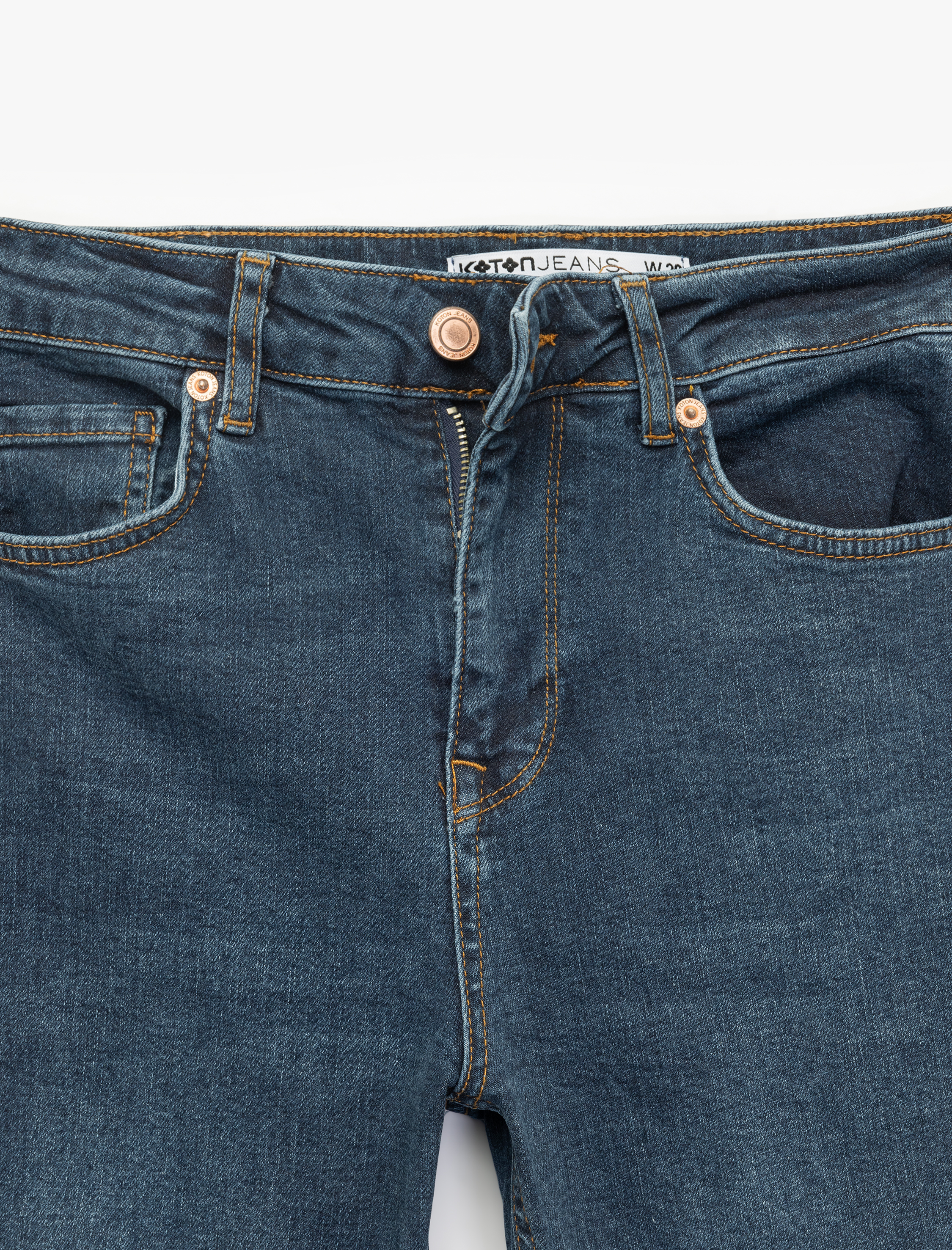   Yüksek Bel Dar Kalıp Düğmeli Cepli İspanyol Paça Crop Jean Pantolon - Flare Jeans