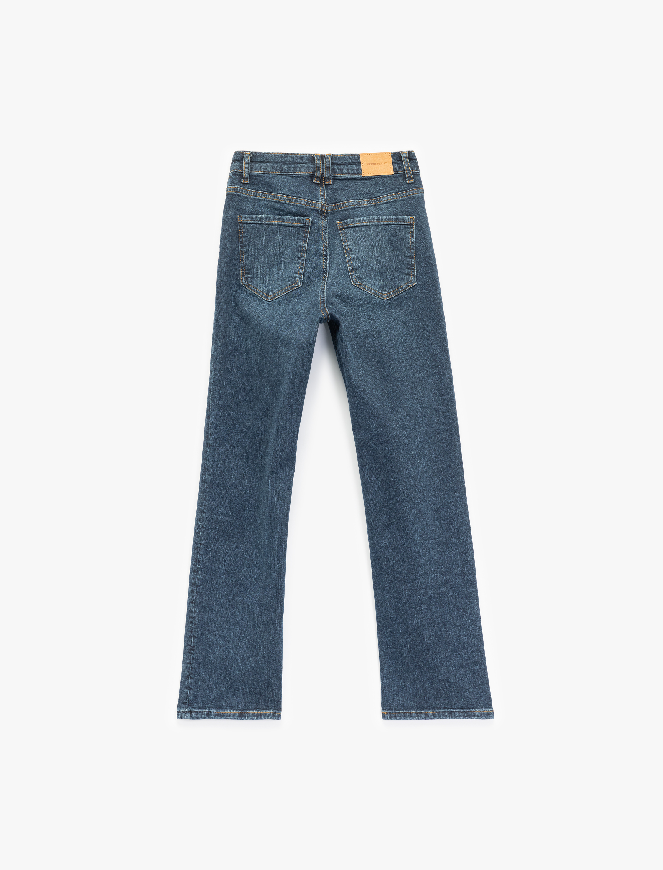   Yüksek Bel Dar Kalıp Düğmeli Cepli İspanyol Paça Crop Jean Pantolon - Flare Jeans