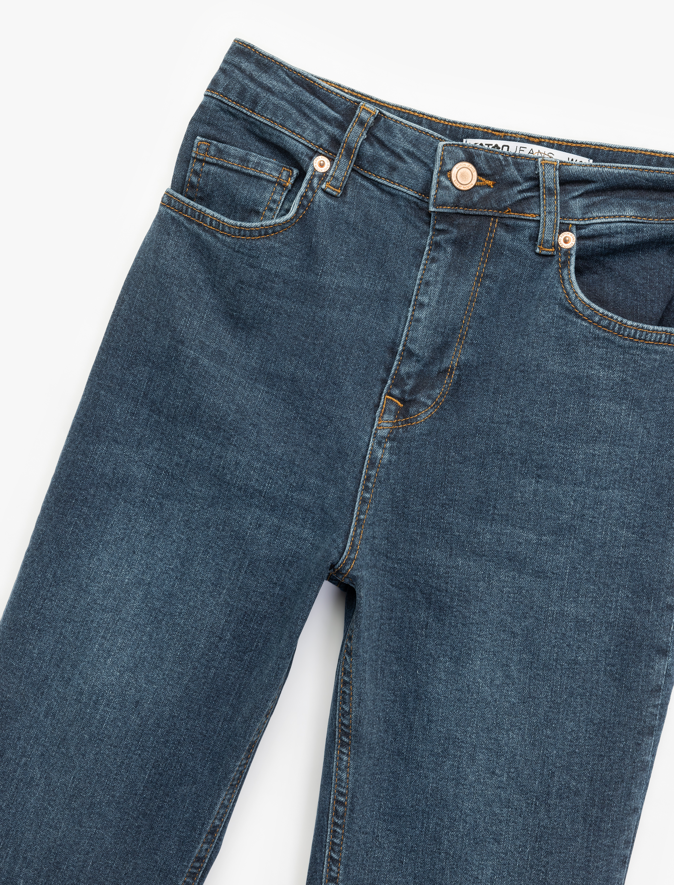   Yüksek Bel Dar Kalıp Düğmeli Cepli İspanyol Paça Crop Jean Pantolon - Flare Jeans