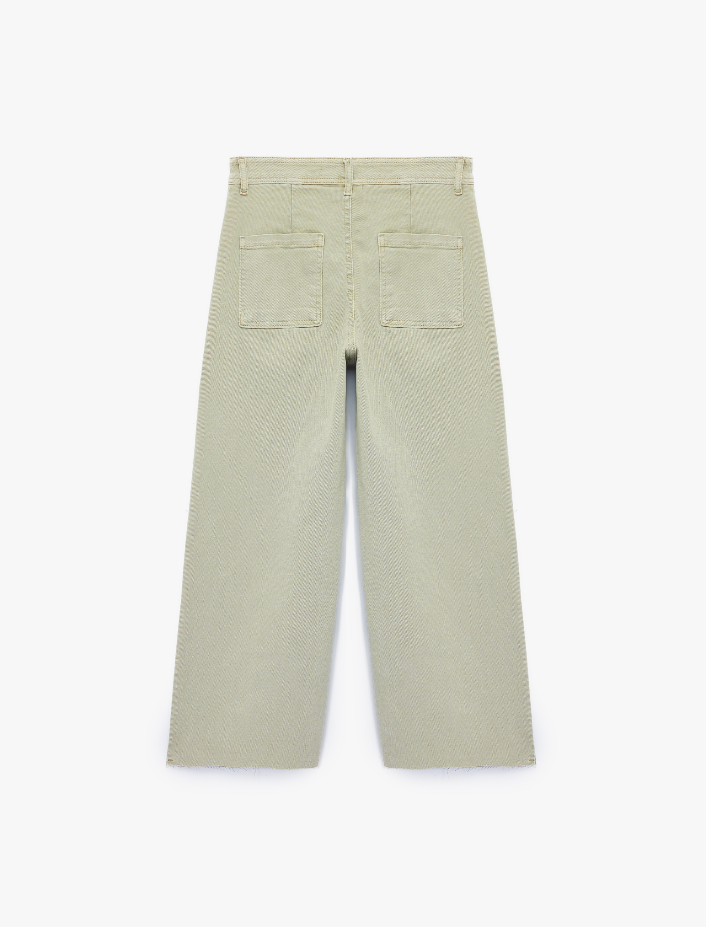   Yüksek Bel Düğmeli Cepli Rahat Kalıp Geniş Paça Denim Pantolon - Culotte Jeans