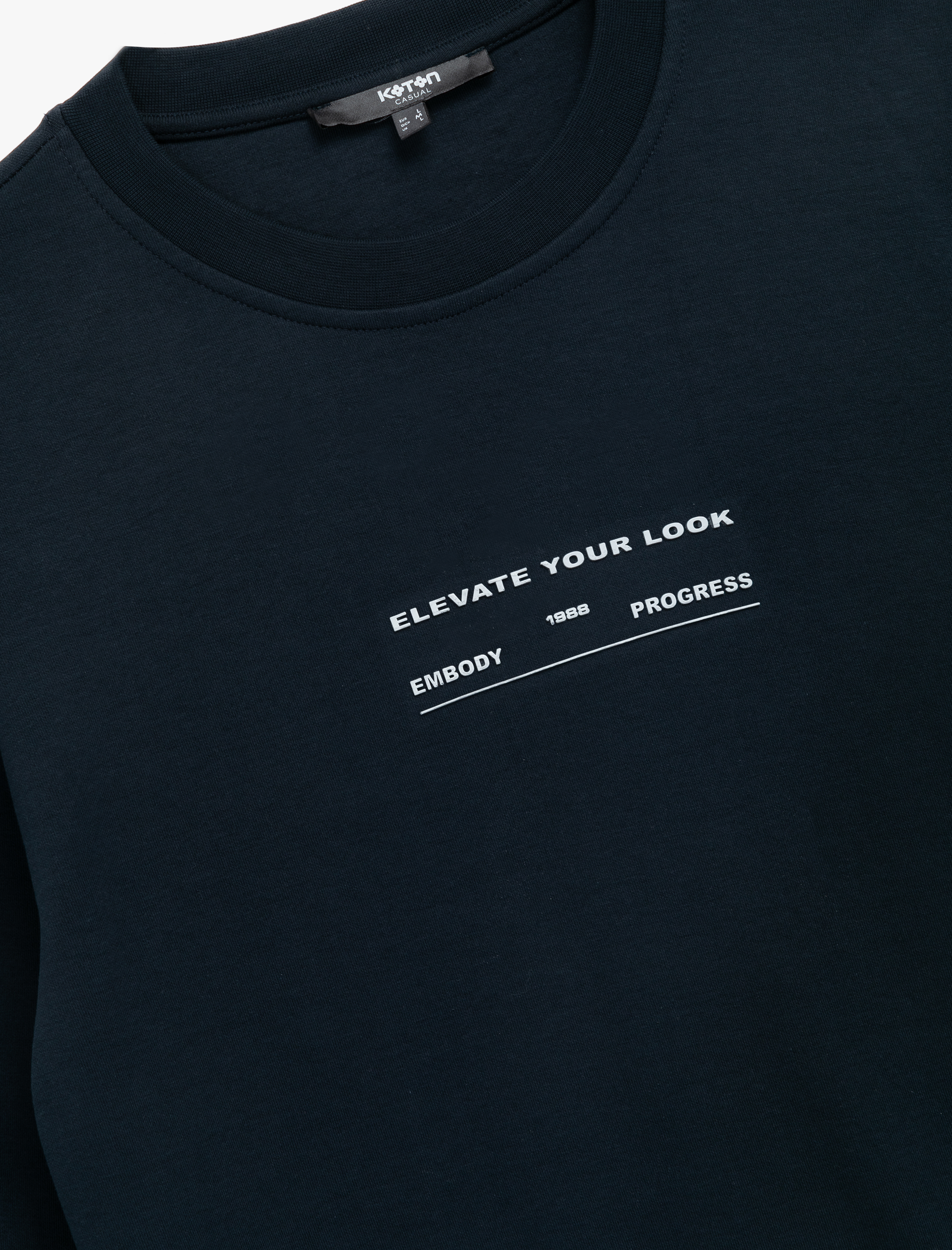   Uzun Kollu Pamuklu Bisiklet Yaka Baskılı Sweatshirt