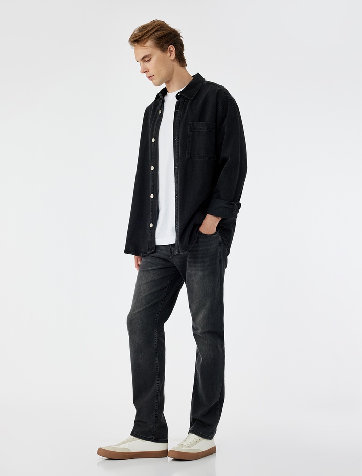  Normal Bel Pamuklu Straight Fit Jean Pantolon - Mark Jean